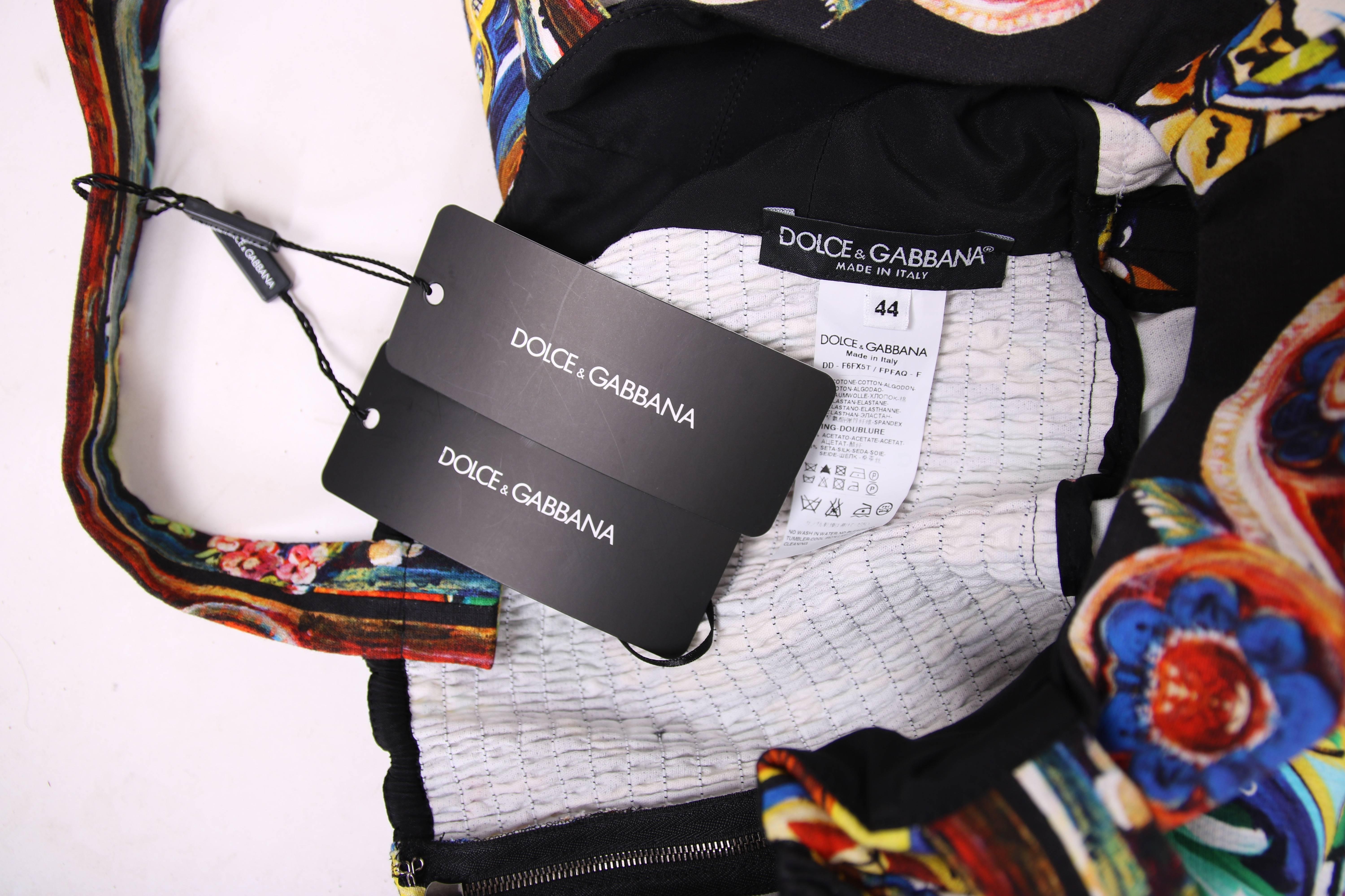 2013 Dolce & Gabbana Cotton Printed Bustier Dress - NWT 3