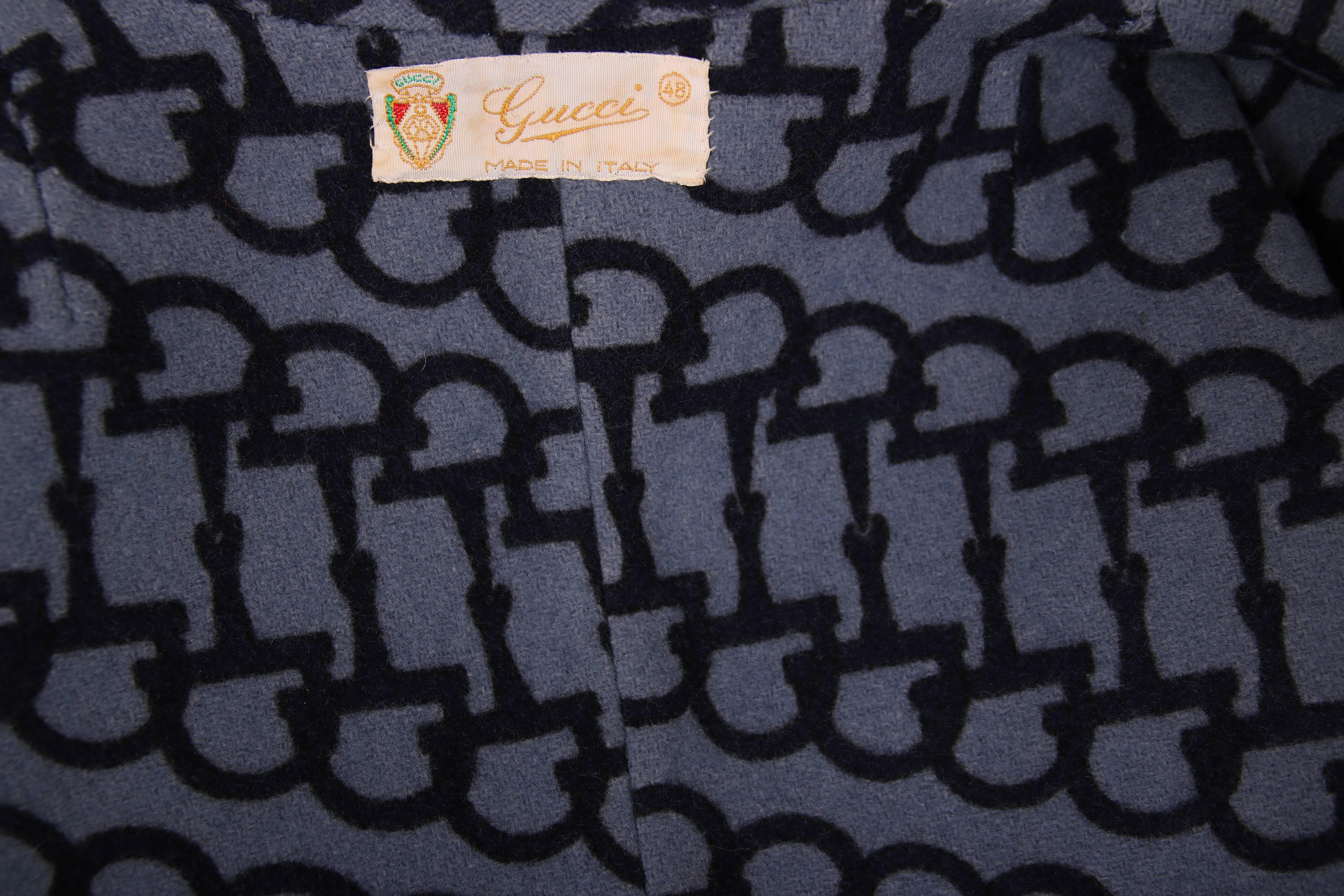 1970's Gucci Horsebit Print Reversible Jacket Blazer w/GG Logo Enamel Buttons 4