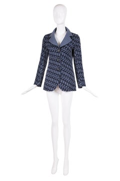 1970's Gucci Horsebit Print Reversible Jacket Blazer w/GG Logo Enamel Buttons