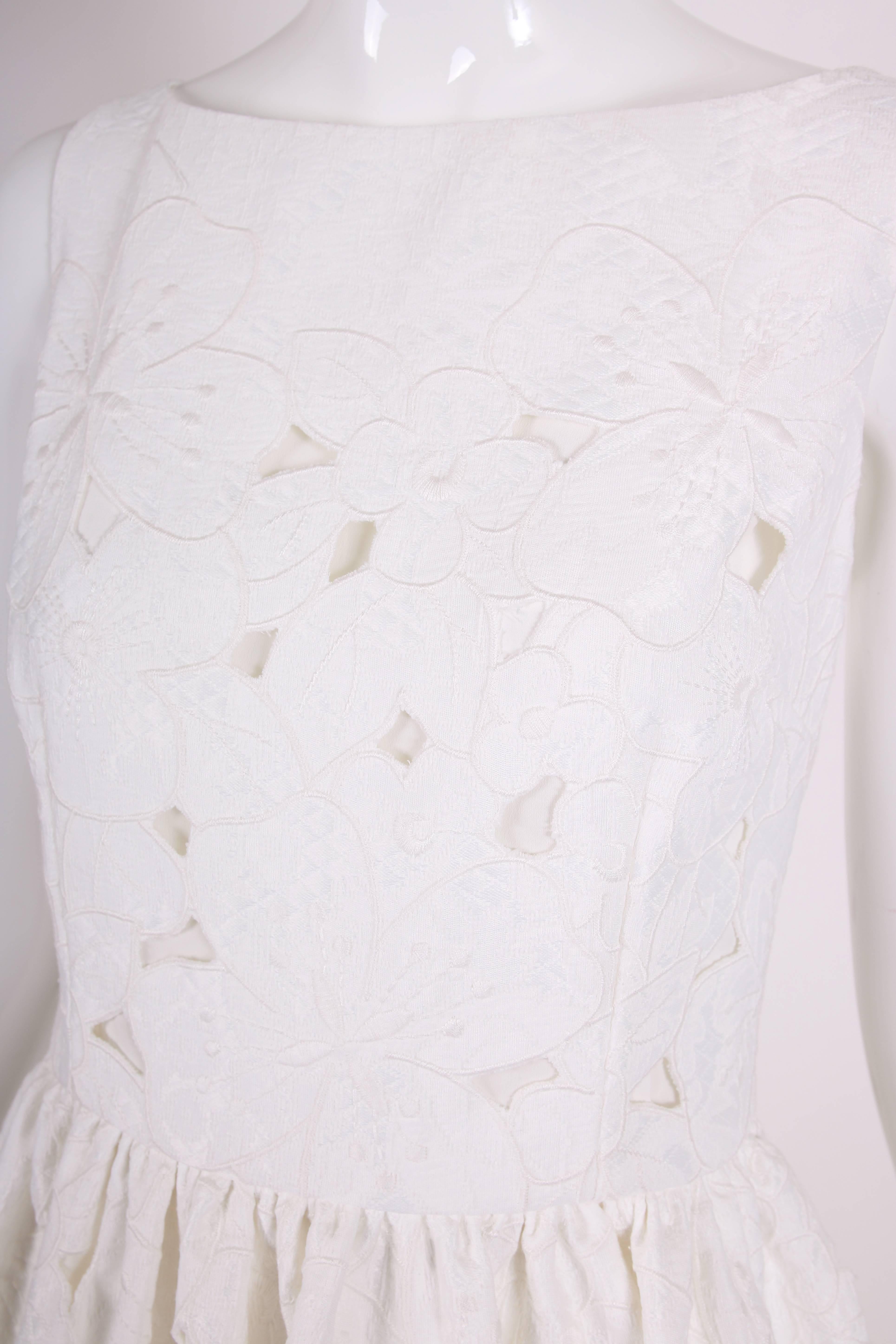 Women's 2013 Dolce & Gabbana White Sleeveless Floral Cutout Day Dress - NWT