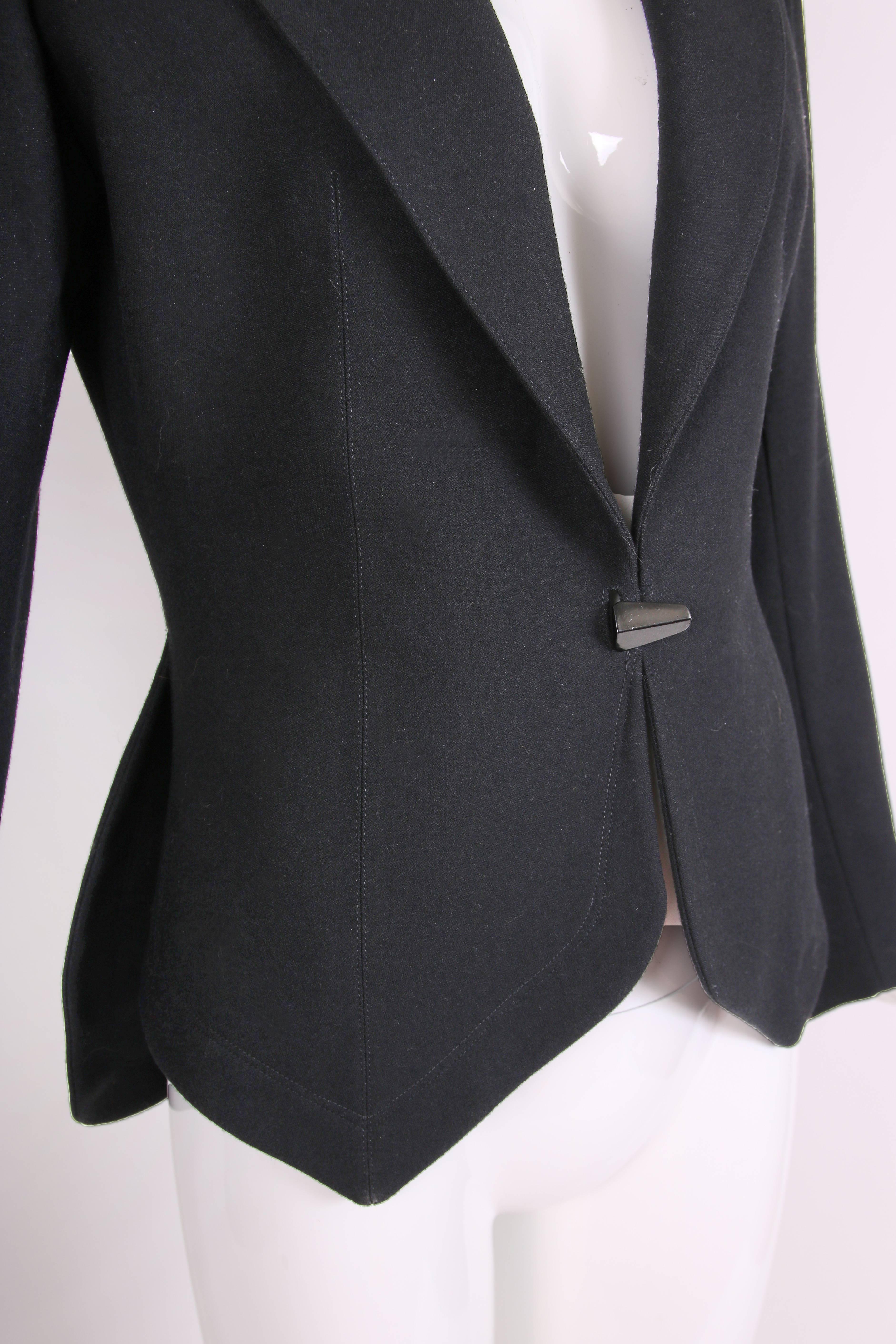 1991 Azzedine Alaia Black Wool Fitted Jacket Blazer In Excellent Condition In Studio City, CA