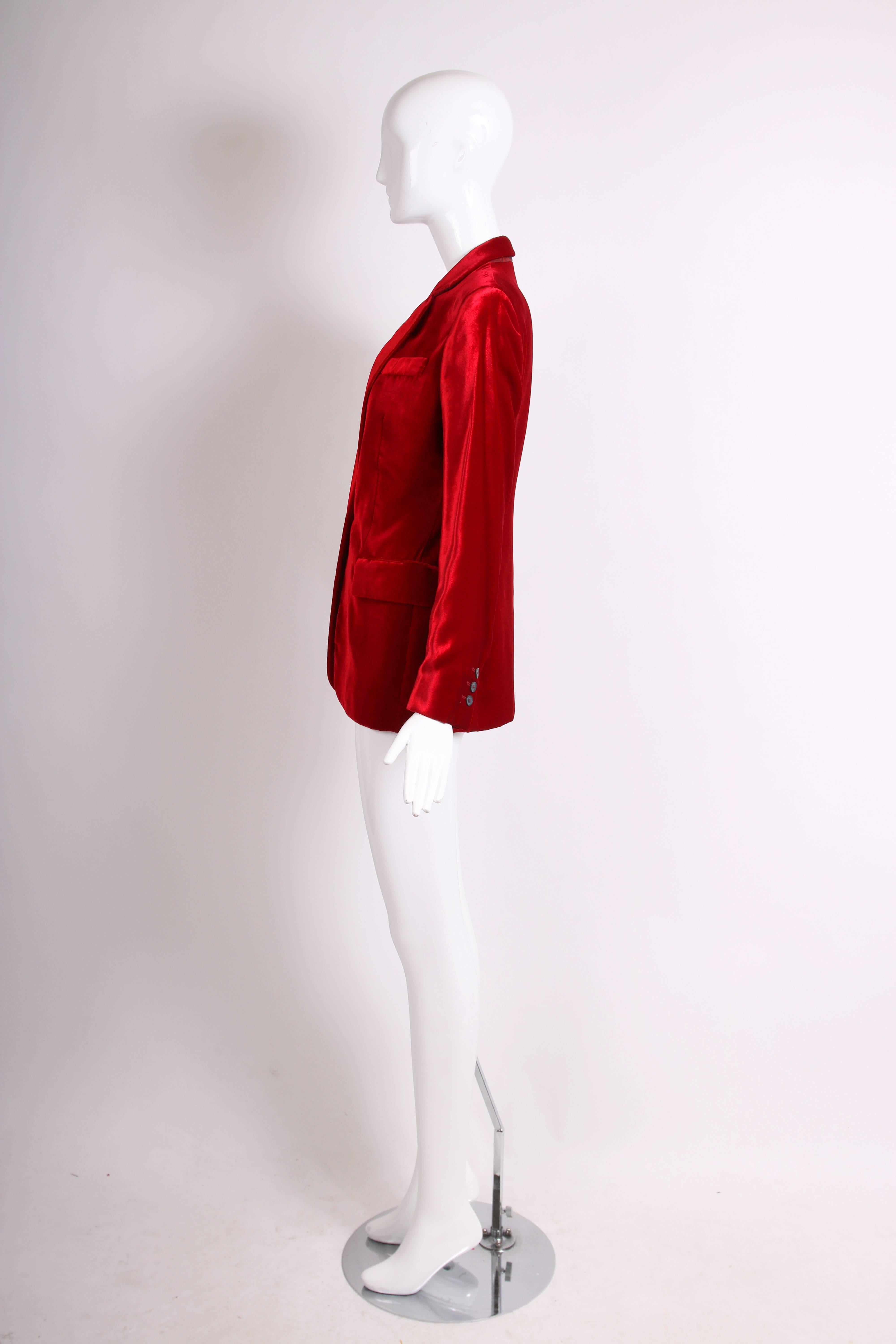Women's 1999 Gucci by Tom Ford Red Velvet Slim Jacket Blazer