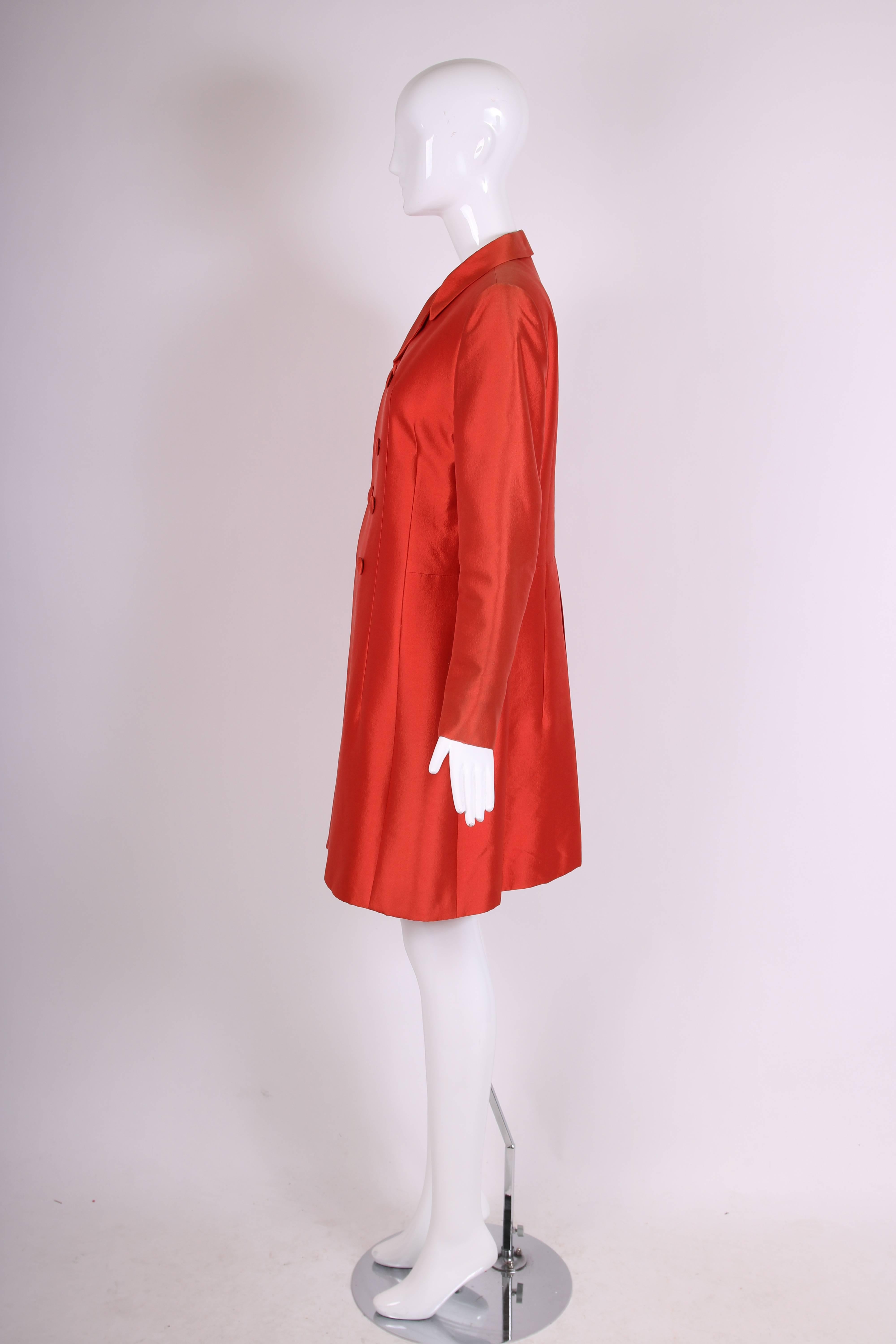 Red Prada Silk/Wool Blend Double Breasted Coat