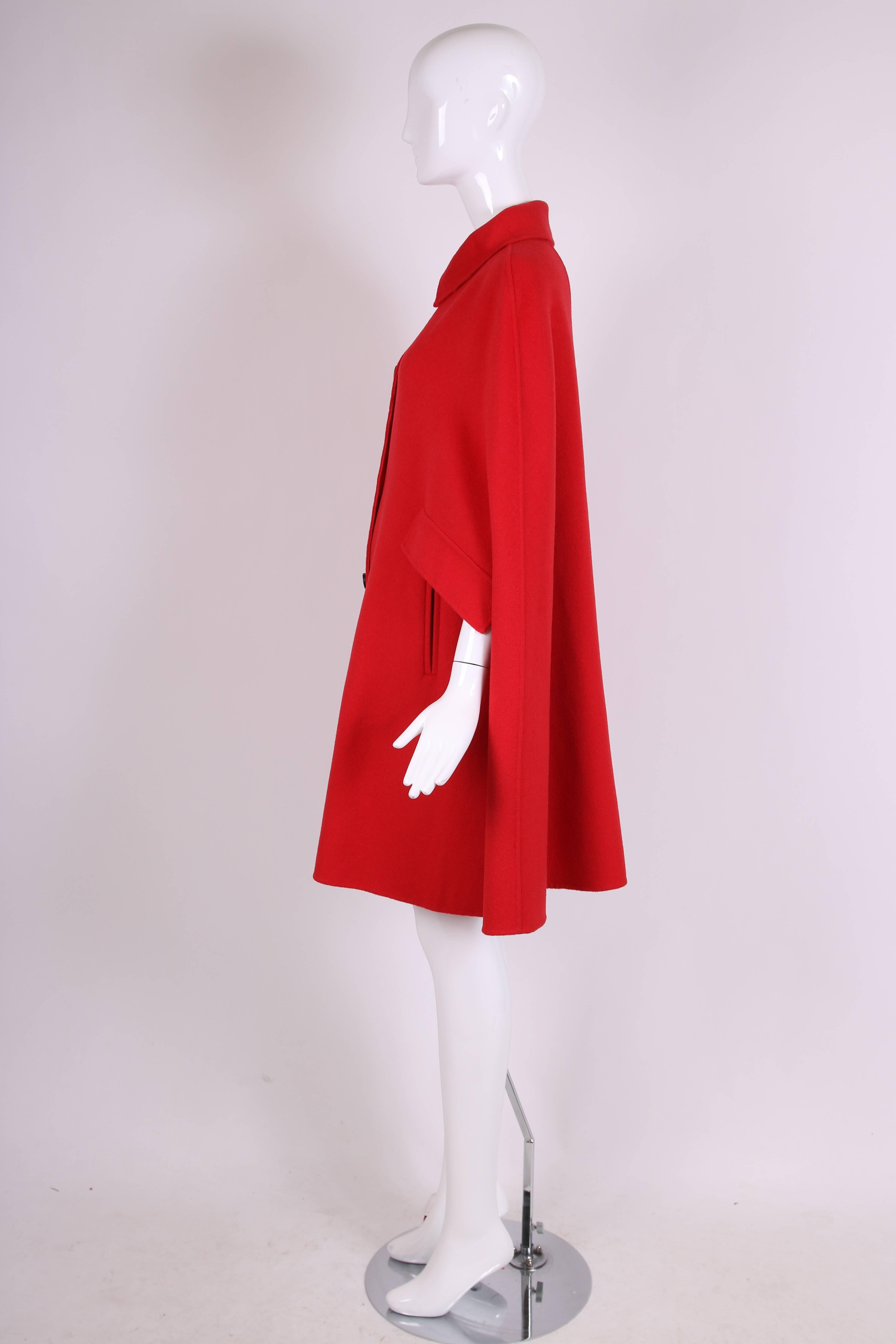 Giorgio Armani Collezioni Red Wool Angora Cape In Excellent Condition In Studio City, CA