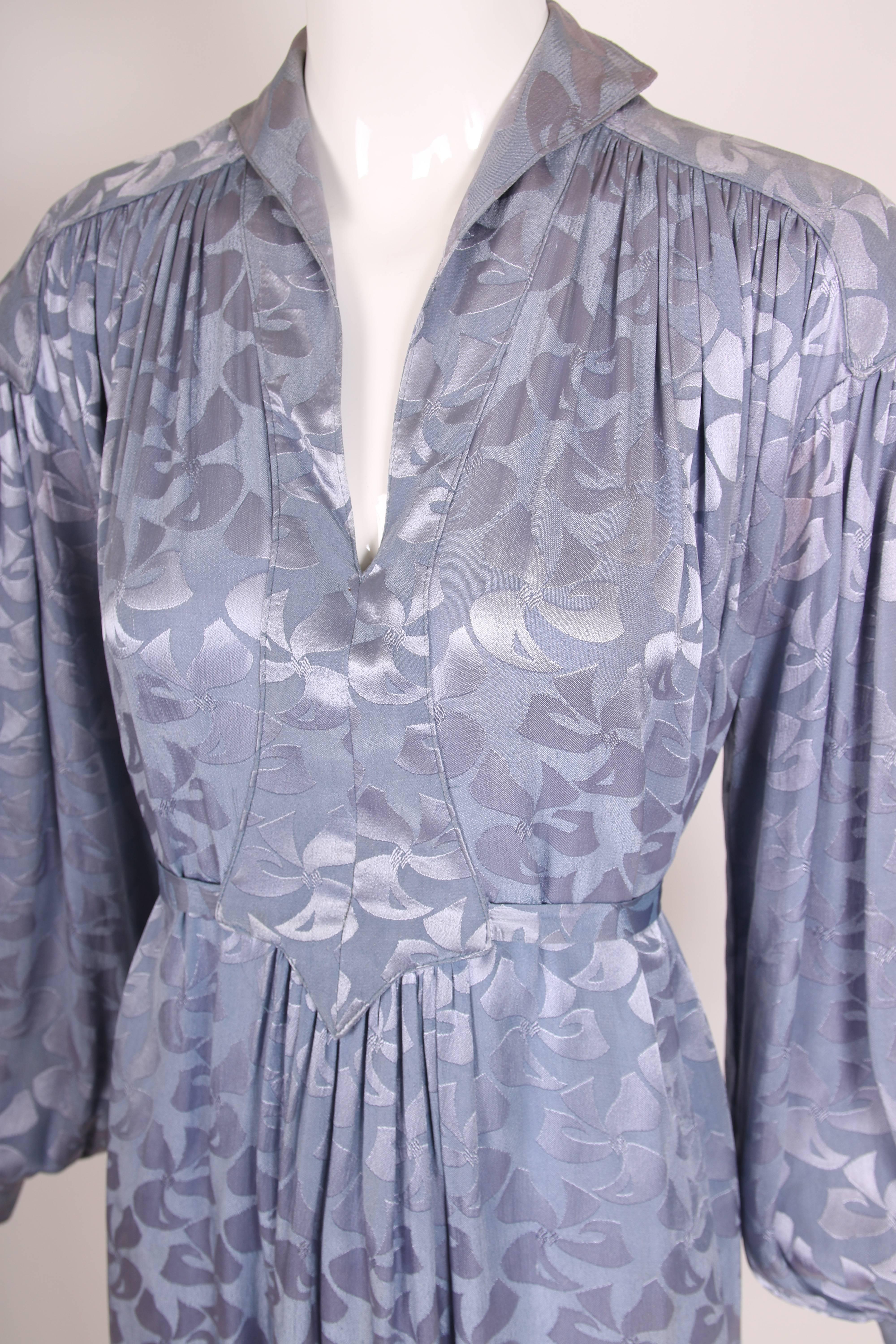 1970s Ossie Clark for Radley Lilac Dress with Waist Ties Neo-Renaissance Style 1