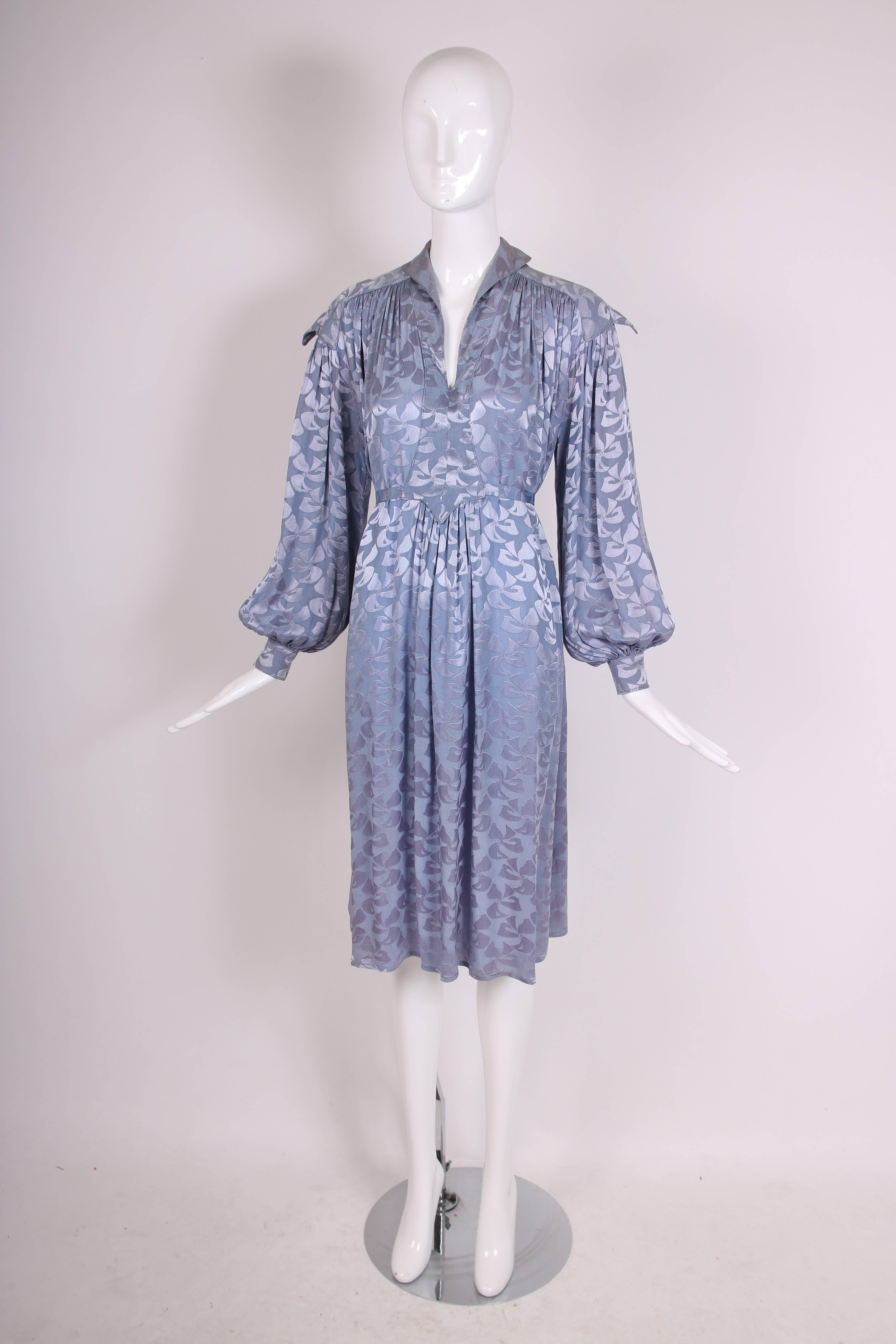 Purple 1970s Ossie Clark for Radley Lilac Dress with Waist Ties Neo-Renaissance Style
