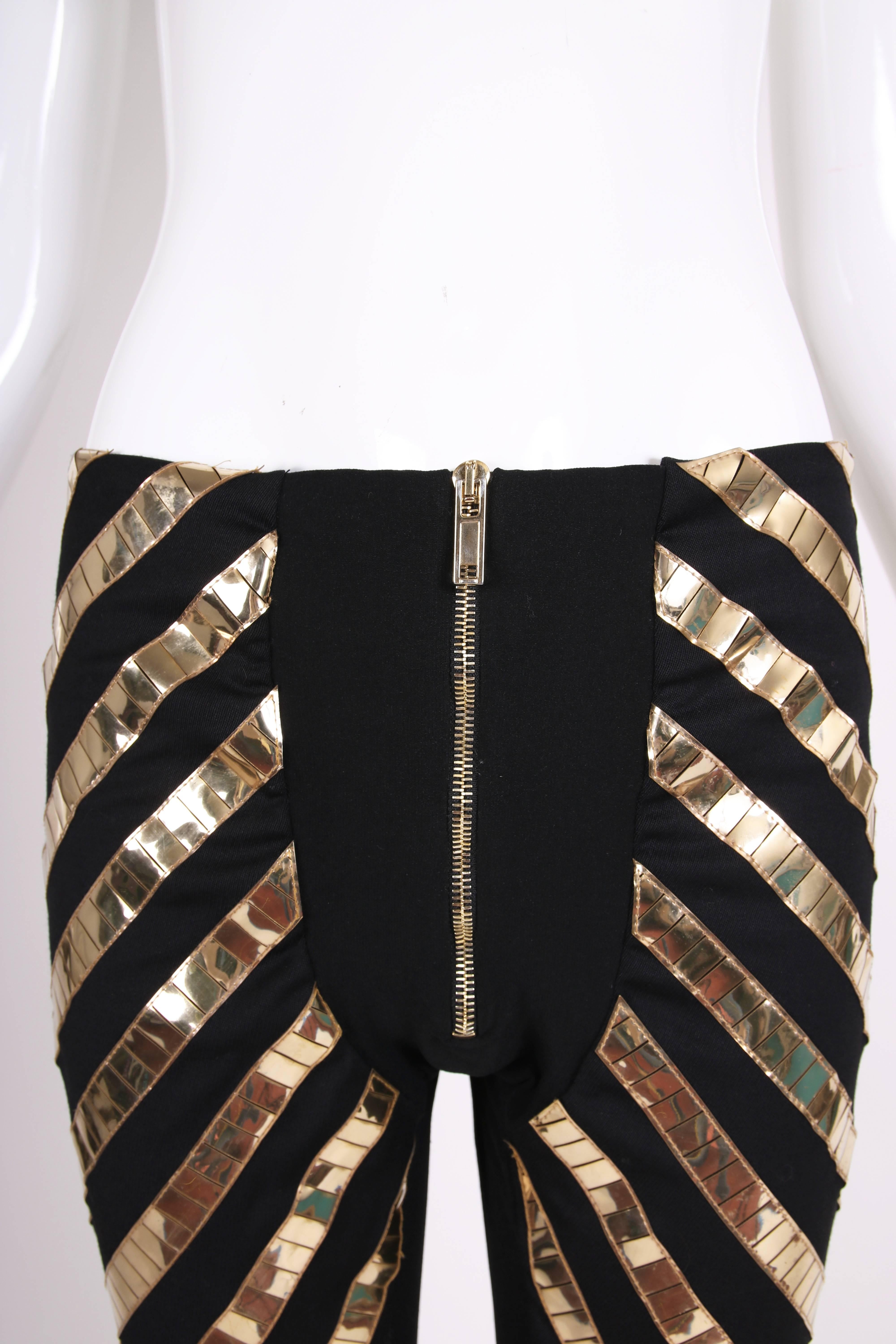 2011 Gareth Pugh Gold and Black Stretch Pants with Zippers at Ankle 1