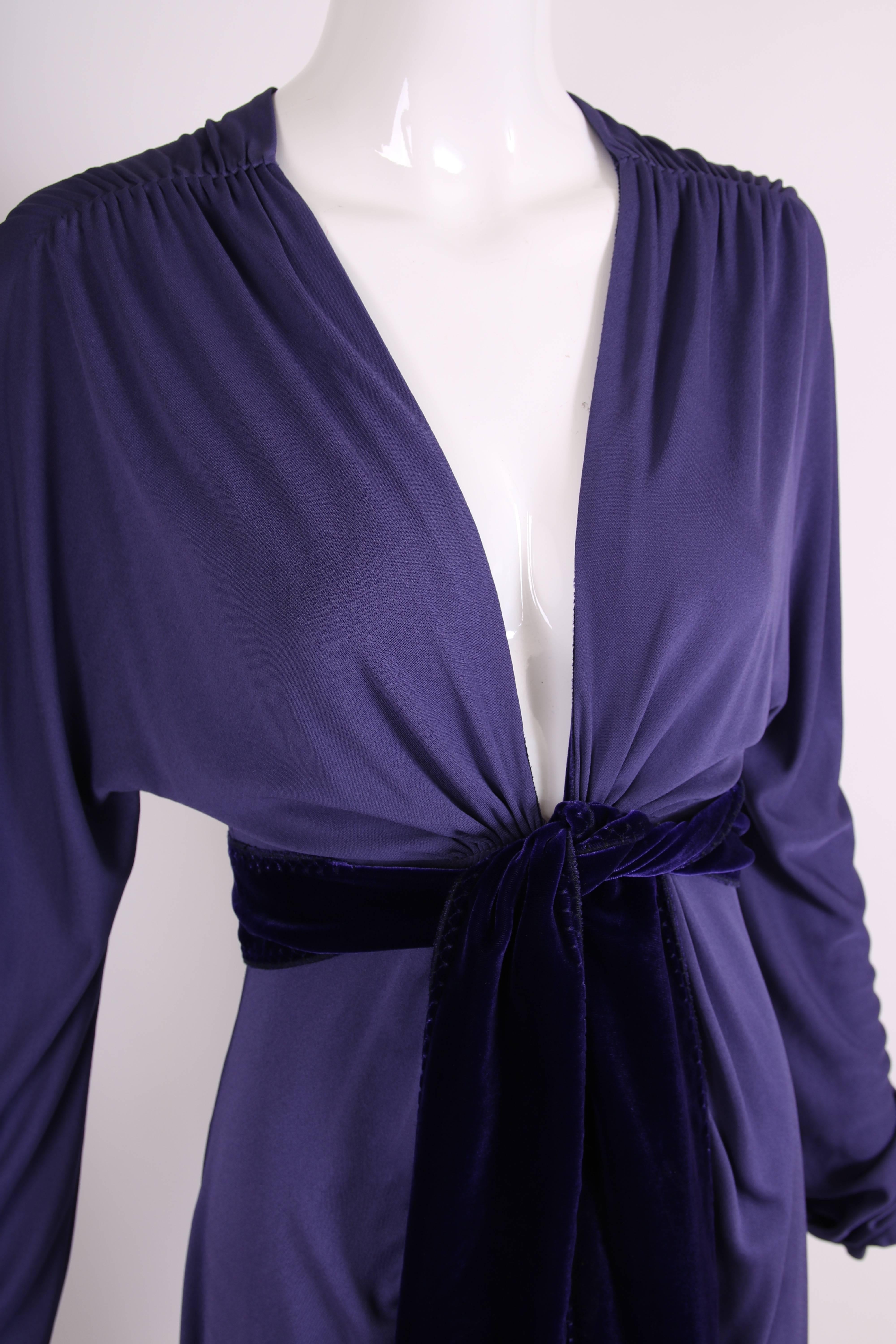 Women's Yves Saint Laurent YSL by Tom Ford Purple Maxi Dress W/Velvet Ties