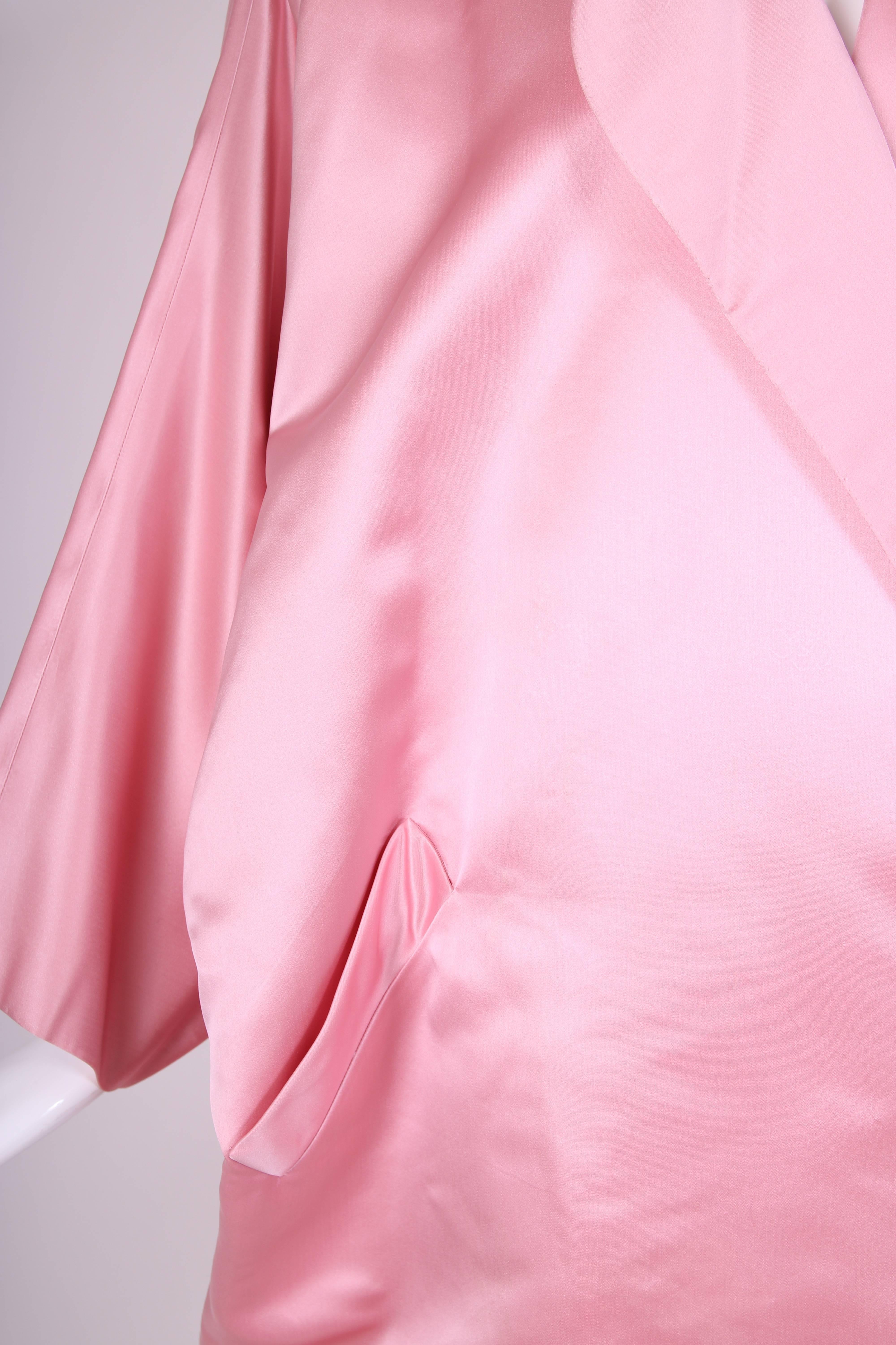 Bill Blass Pink Silk Satin Oversized Cocoon Coat 2