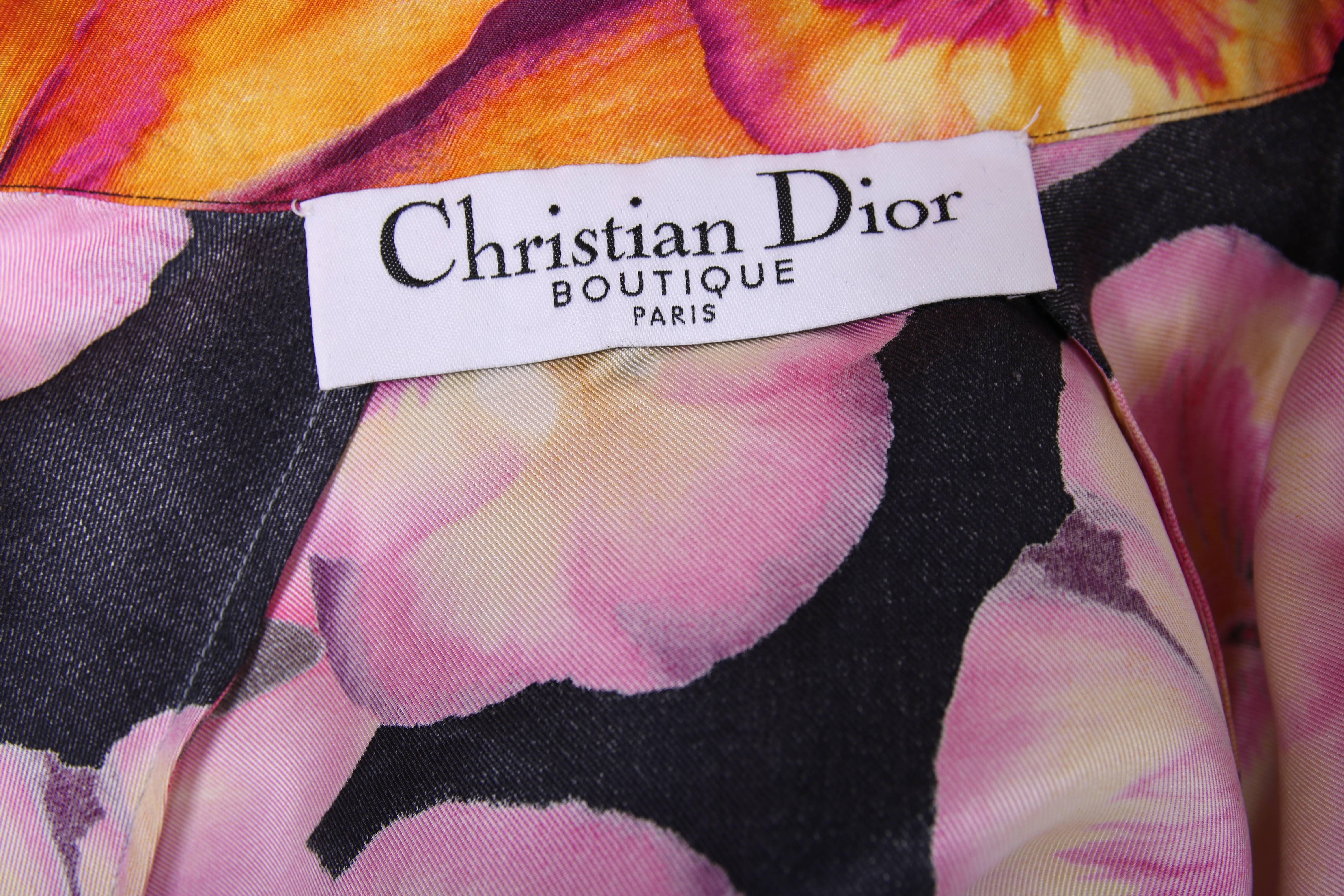 Women's Christian Dior by Joh Galliano Silk Lip & Flower Print Kimono Style Top Jacket