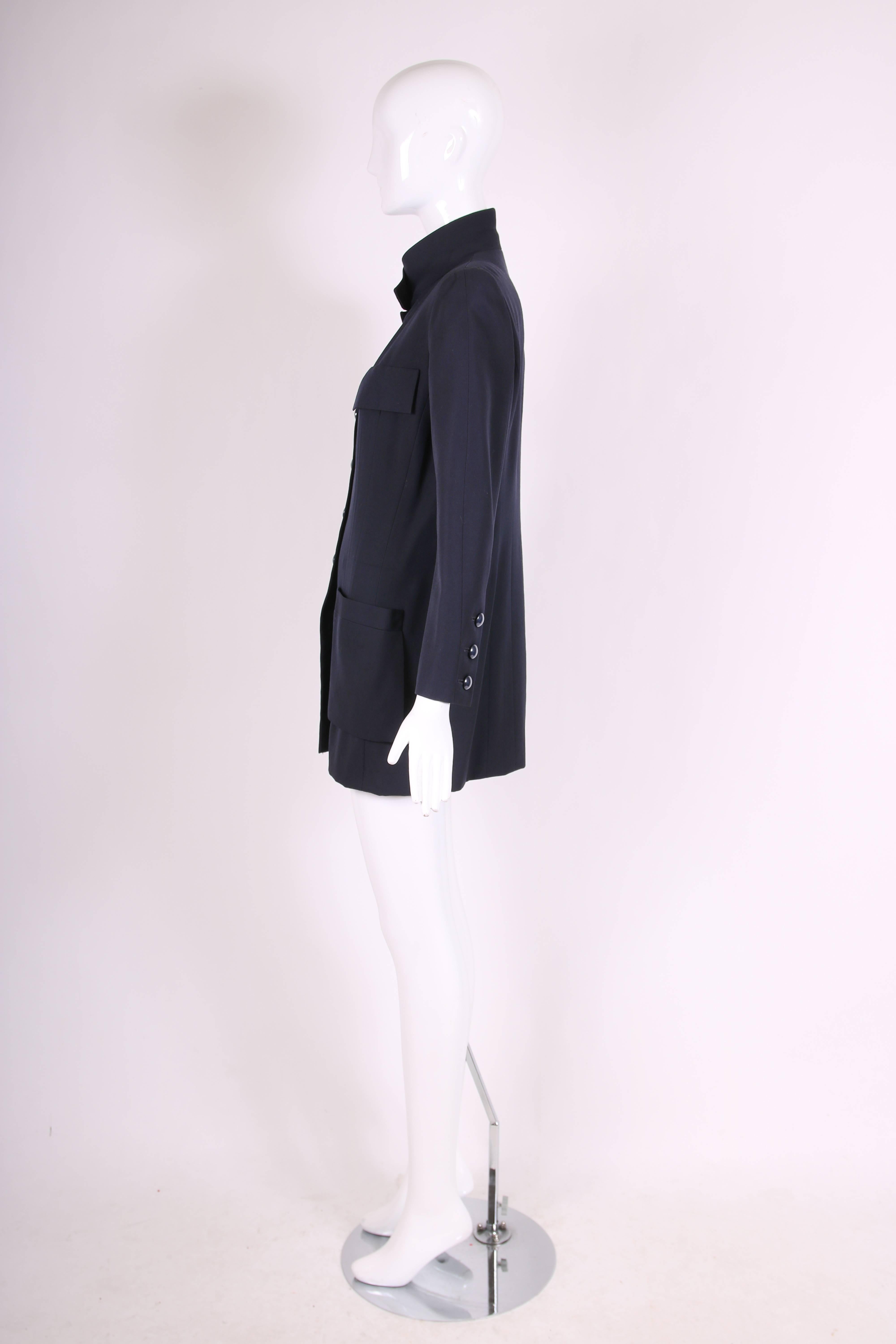 Women's Chanel Haute Couture Navy Blue Wool Jacket and Skirt Ensemble No. 68181
