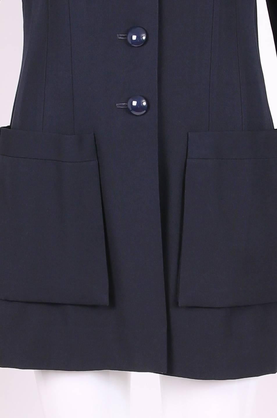 Chanel Haute Couture Navy Blue Wool Jacket and Skirt Ensemble No. 68181 1