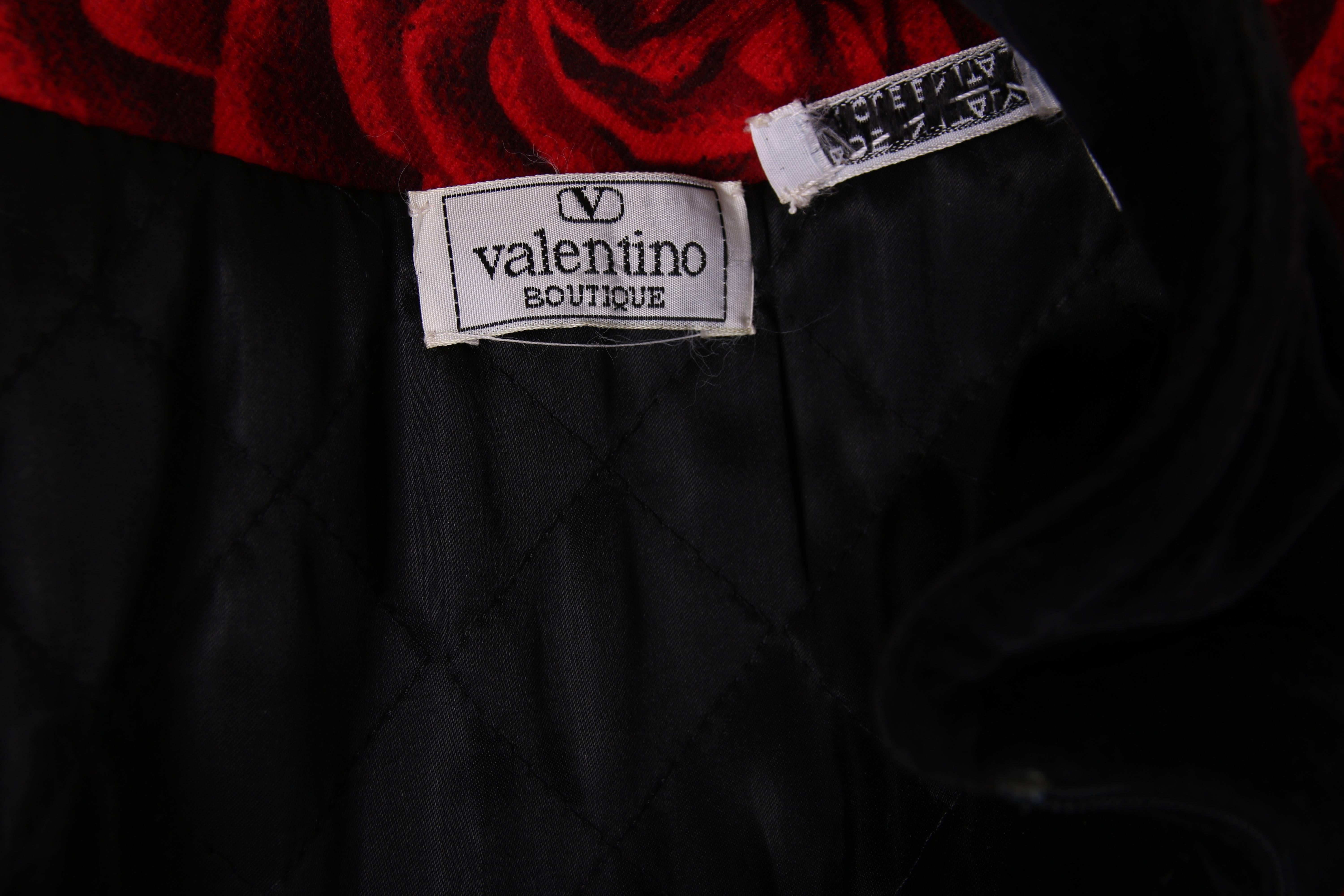 Vintage Valentino Wool Coat w/Oversized Cabbage Rose Print 1