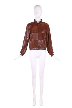1970er Gucci Braune Wildleder- und Leder Patchwork-Jacke