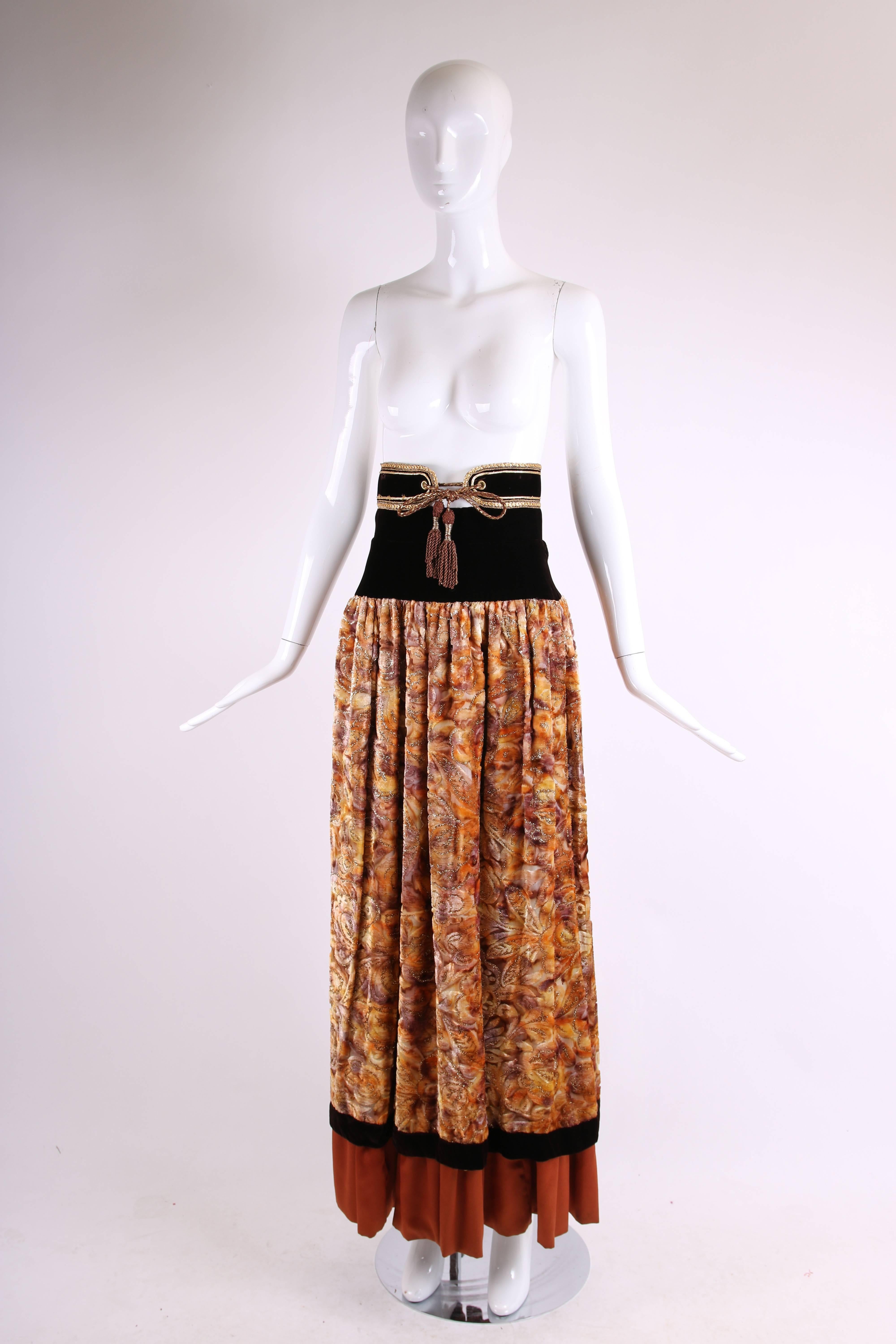 gold metallic maxi skirt