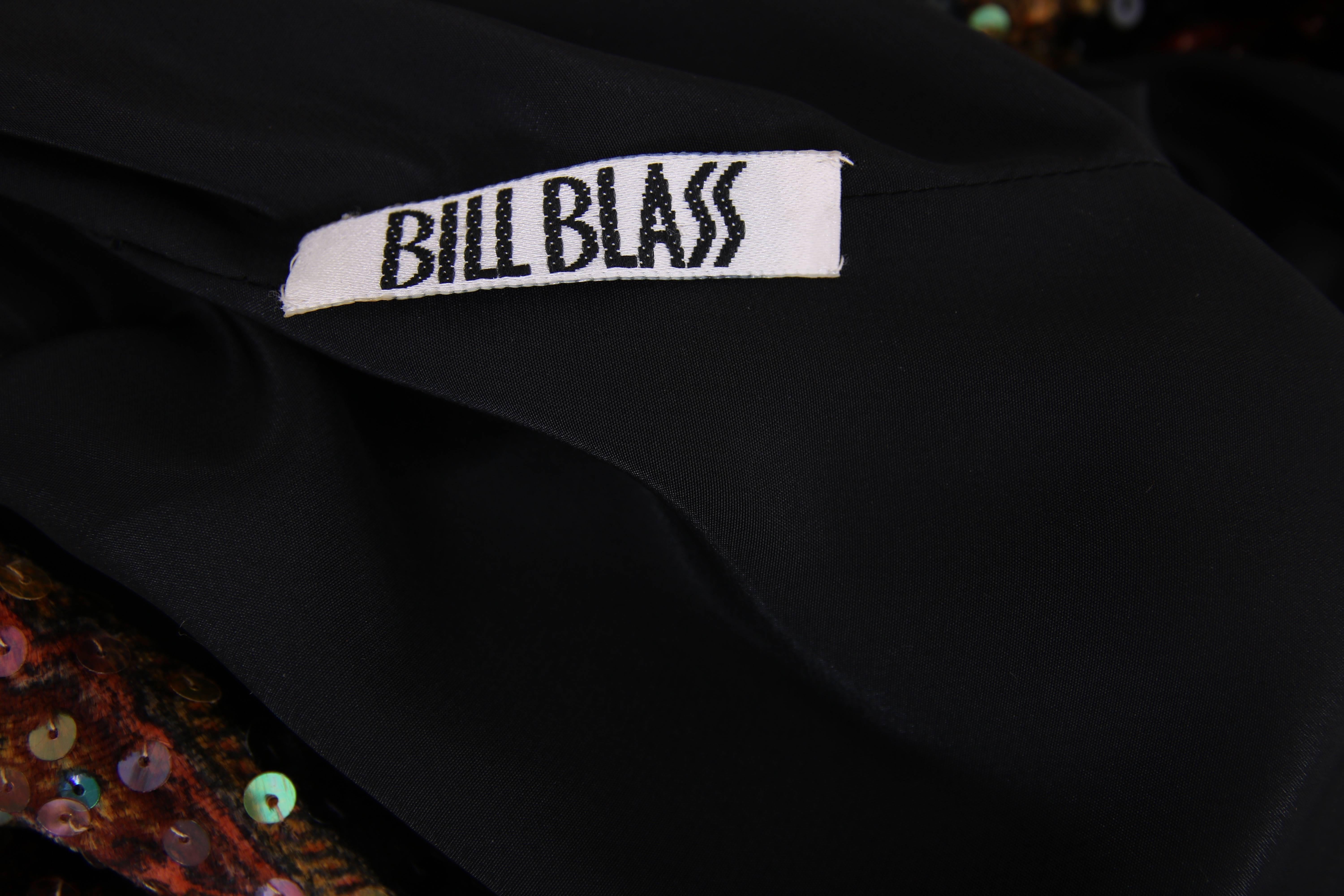 Women's Bill Blass Silk Velvet Paisley Print Sequined Evening Gown