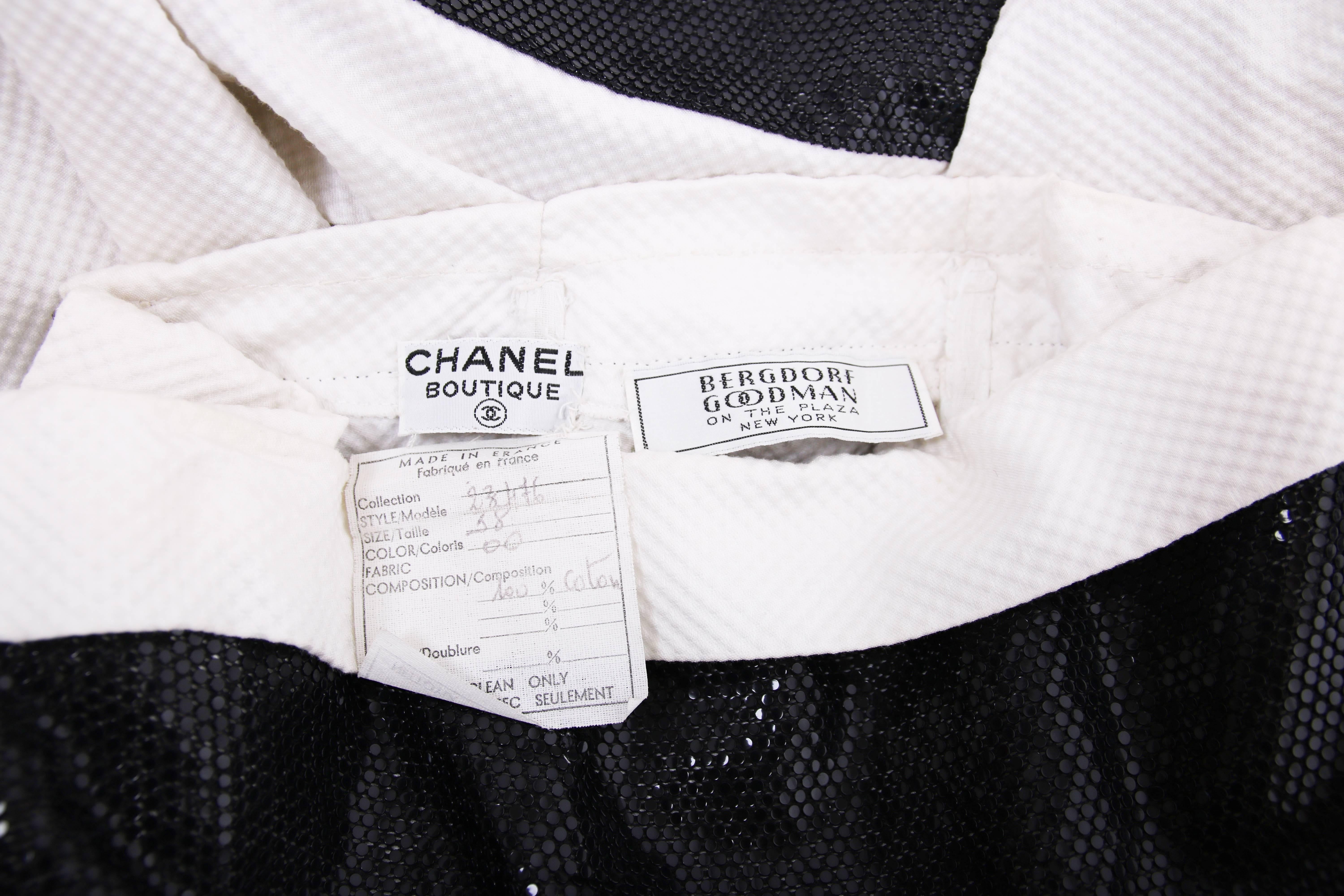 Chanel for Bergdorf Goodman Black / White Strapless Full Skirt Cocktail Dress  In Excellent Condition In Studio City, CA