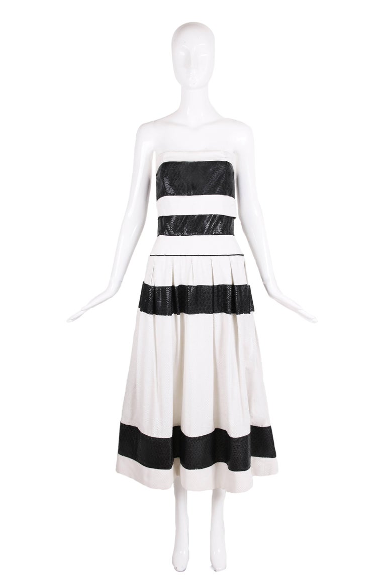 Chanel for Bergdorf Goodman Black / White Strapless Full Skirt Cocktail  Dress at 1stDibs