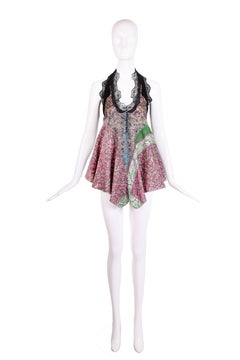 Balenciaga by Nicolas Ghesquiere Silk Paisley Print and Lace Halter Top, 2005