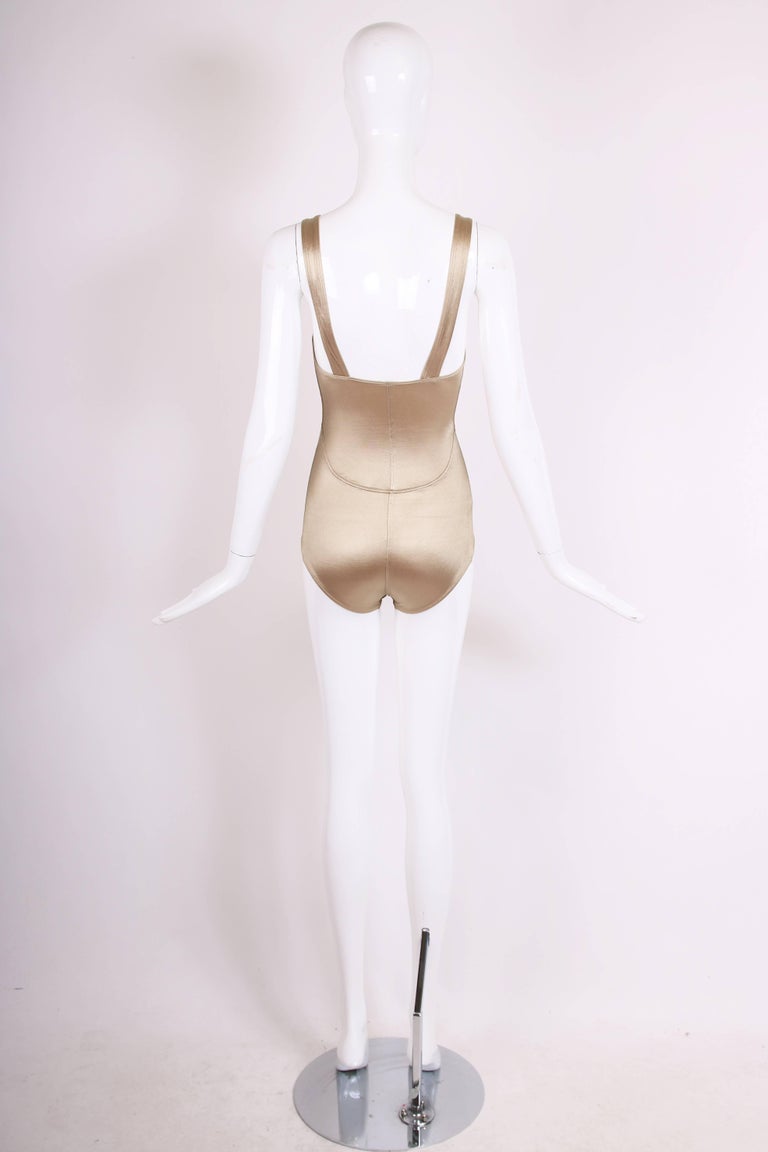 Azzedine Alaia Vintage Champagne Colored Stretch Satin Bathing Suit For ...