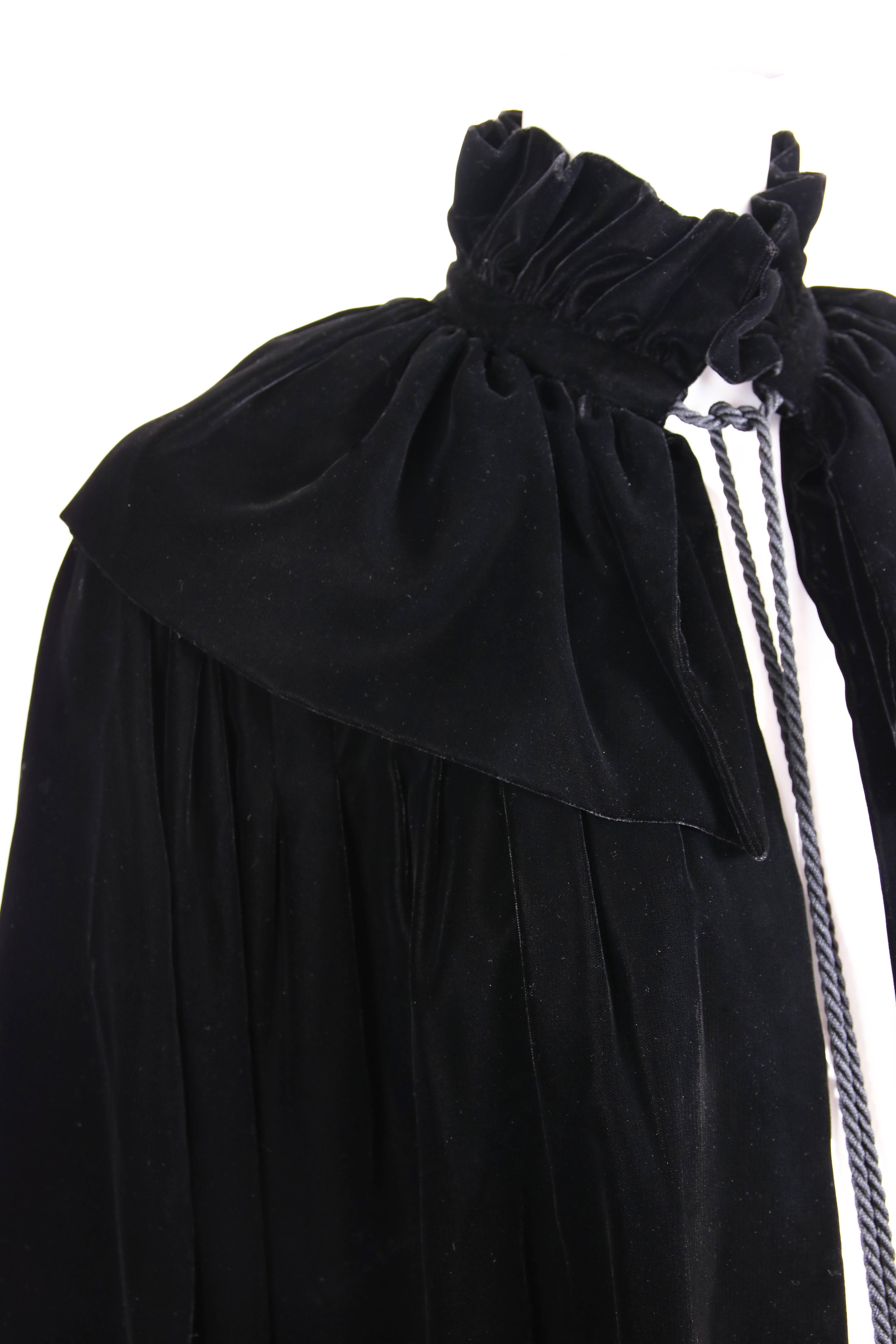 1970's Yves Saint Laurent YSL Black Velvet Russian Collection Jacket w/Silk Ties For Sale 2