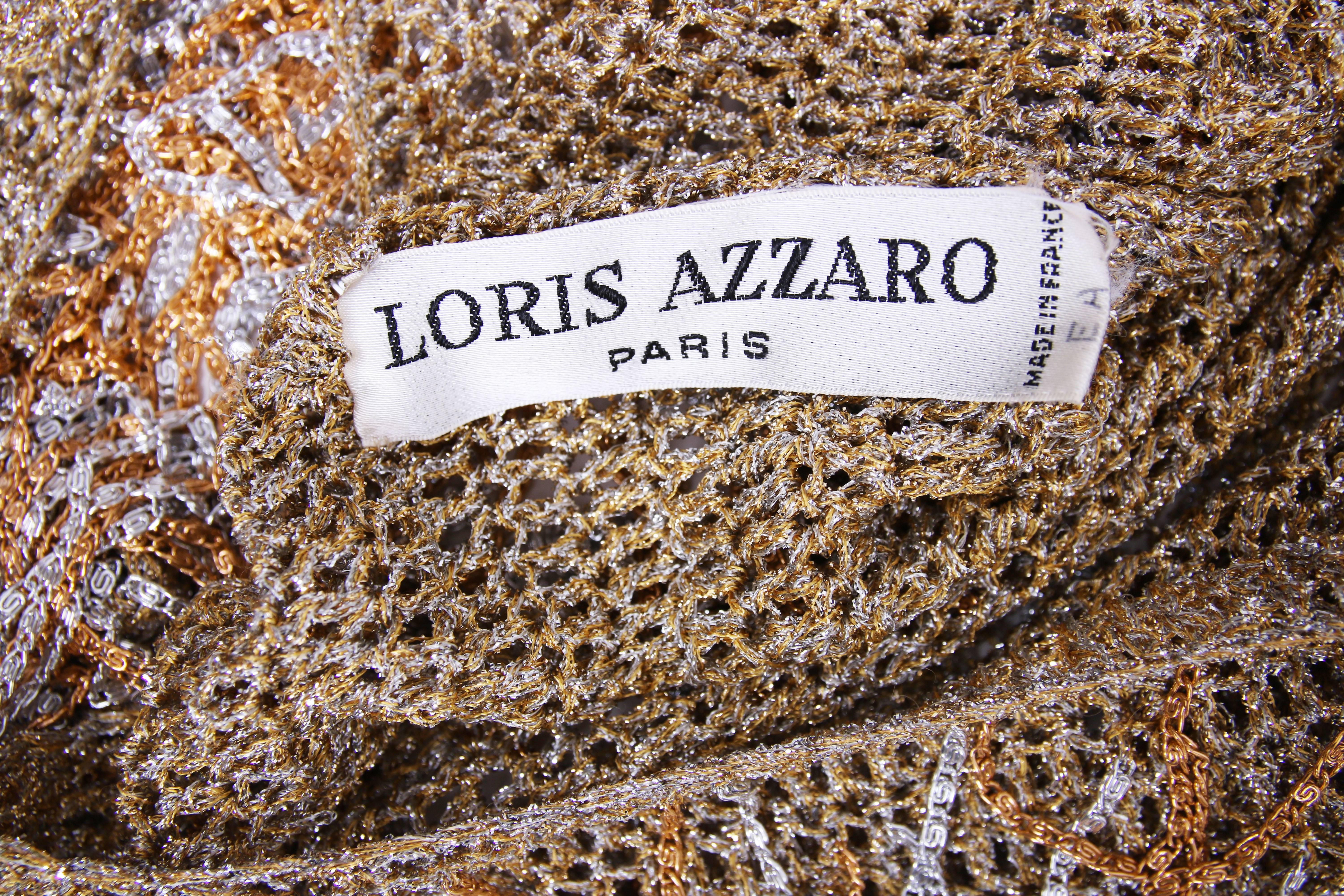 Women's Loris Azzaro Gold and Silver Knit Lurex and Chain Top, 1970s 