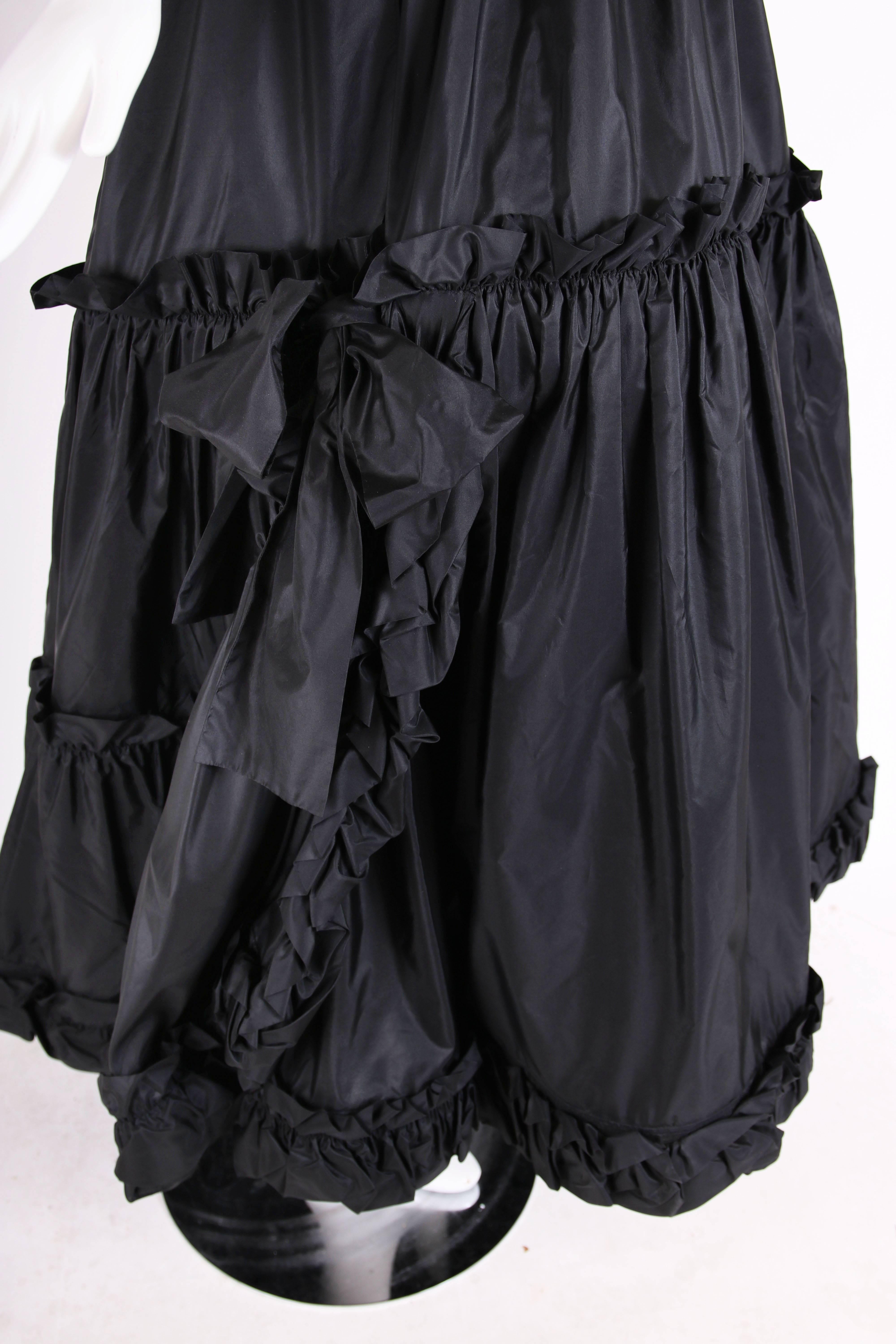 1970's Yves Saint Laurent YSL Tiered Black Silk Taffeta Skirt In Excellent Condition In Studio City, CA