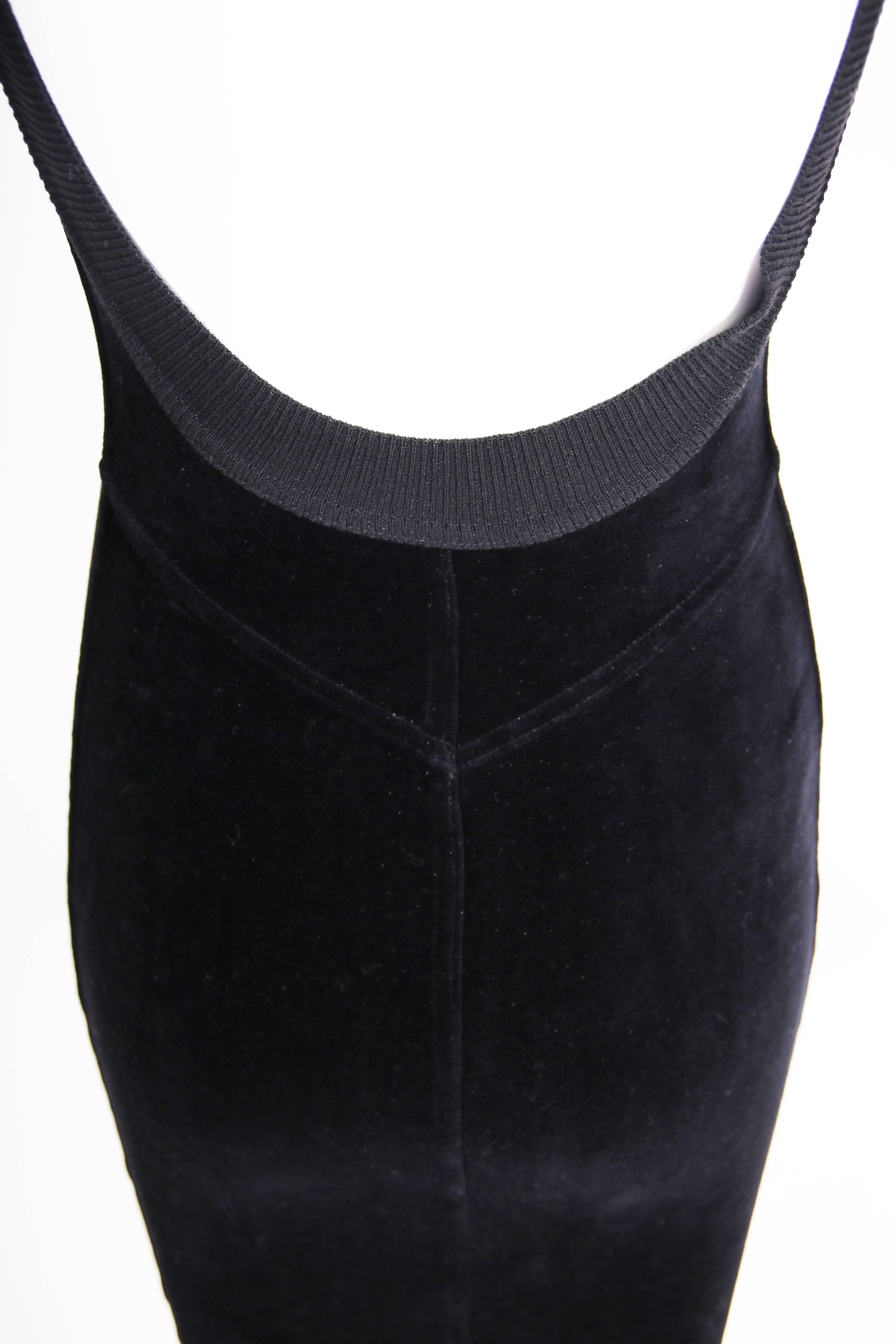 Alaia Black Stretch Velvet Bodycon Mini Dress w/Open Back  For Sale 1