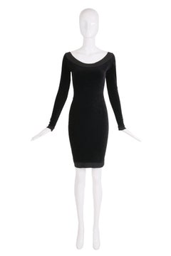 Alaia Black Stretch Velvet Bodycon Mini Dress w/Open Back
