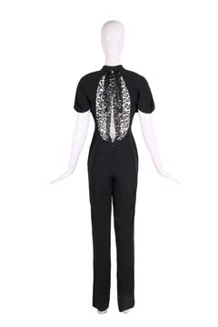 2012 Yves Saint Laurent Black Jumpsuit w/Open Lace Illusion Panel at Back