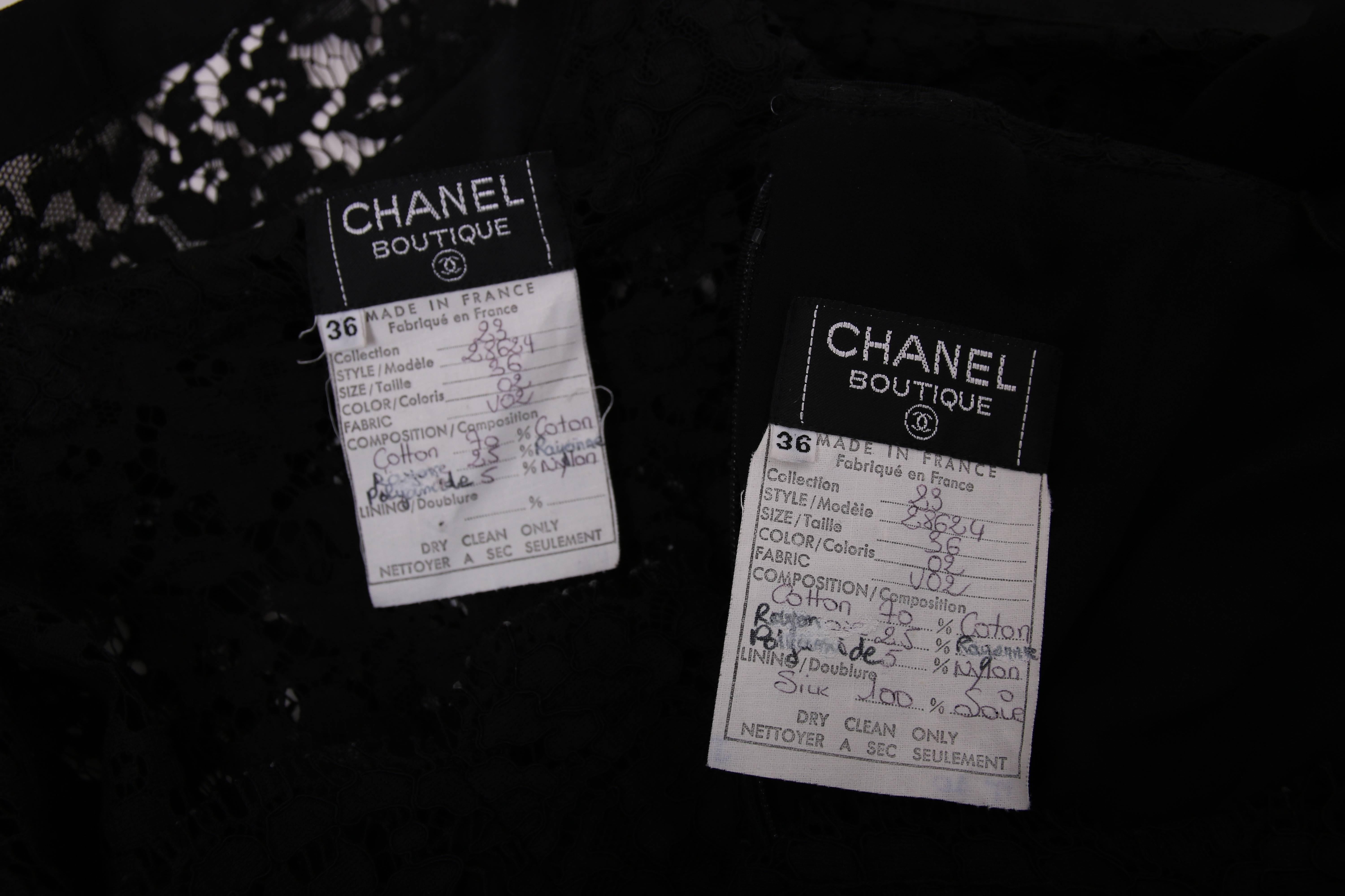Women's Vintage Chanel Black Lace Strapless Mini Cocktail Dress