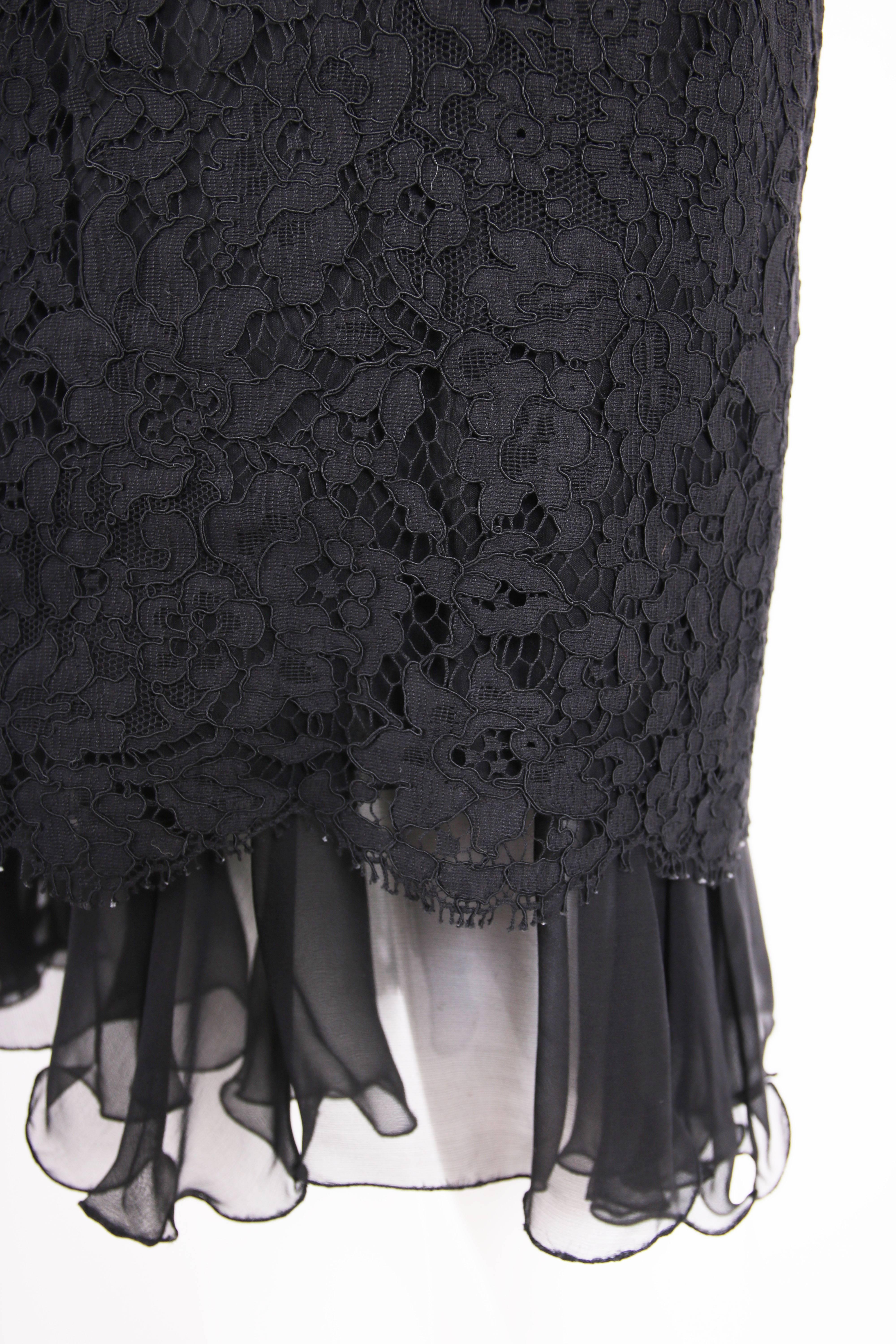Vintage Chanel Black Lace Strapless Mini Cocktail Dress In Excellent Condition In Studio City, CA