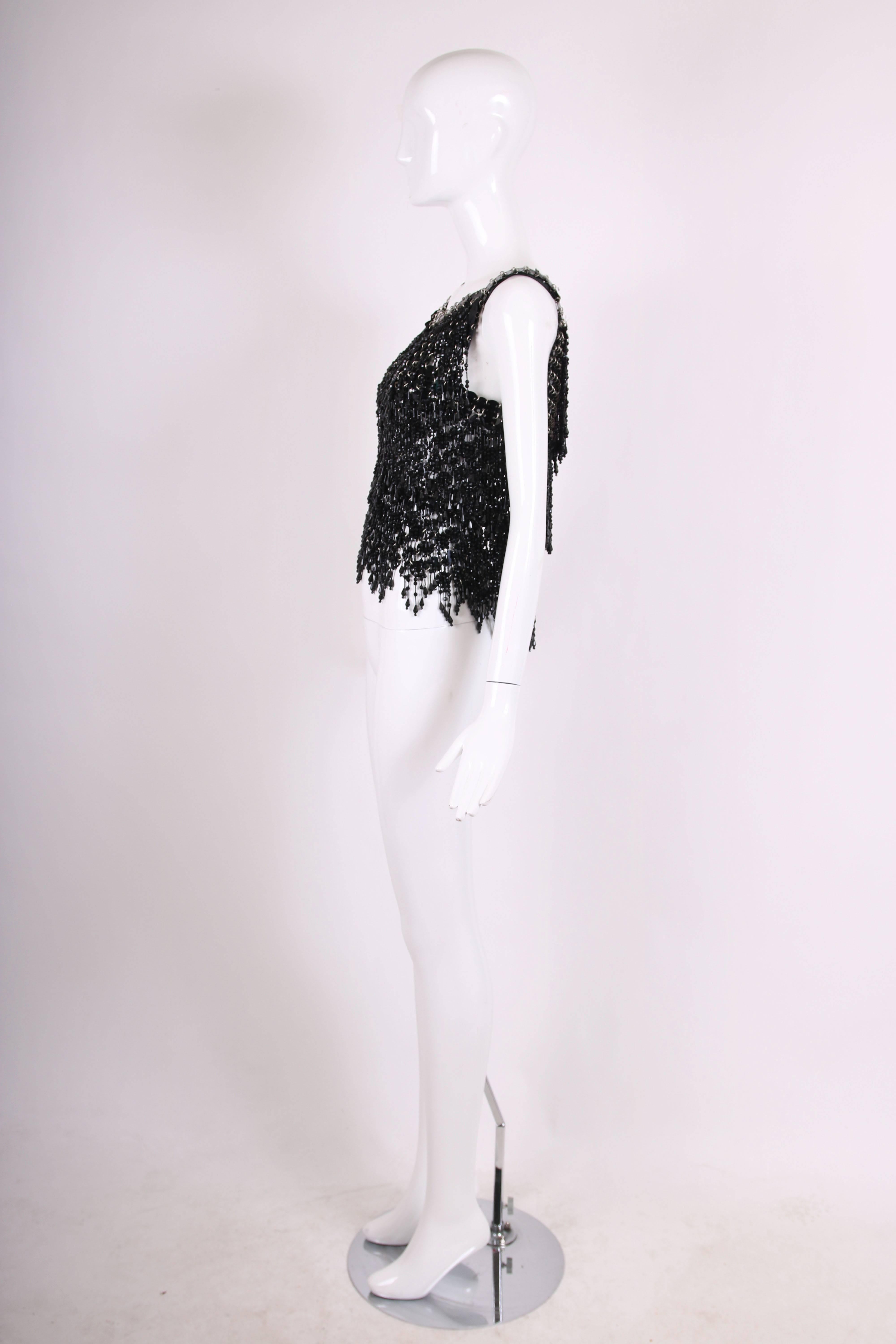 Paco Rabanne Black Sleeveless Disc and Beaded Top In Excellent Condition In Studio City, CA