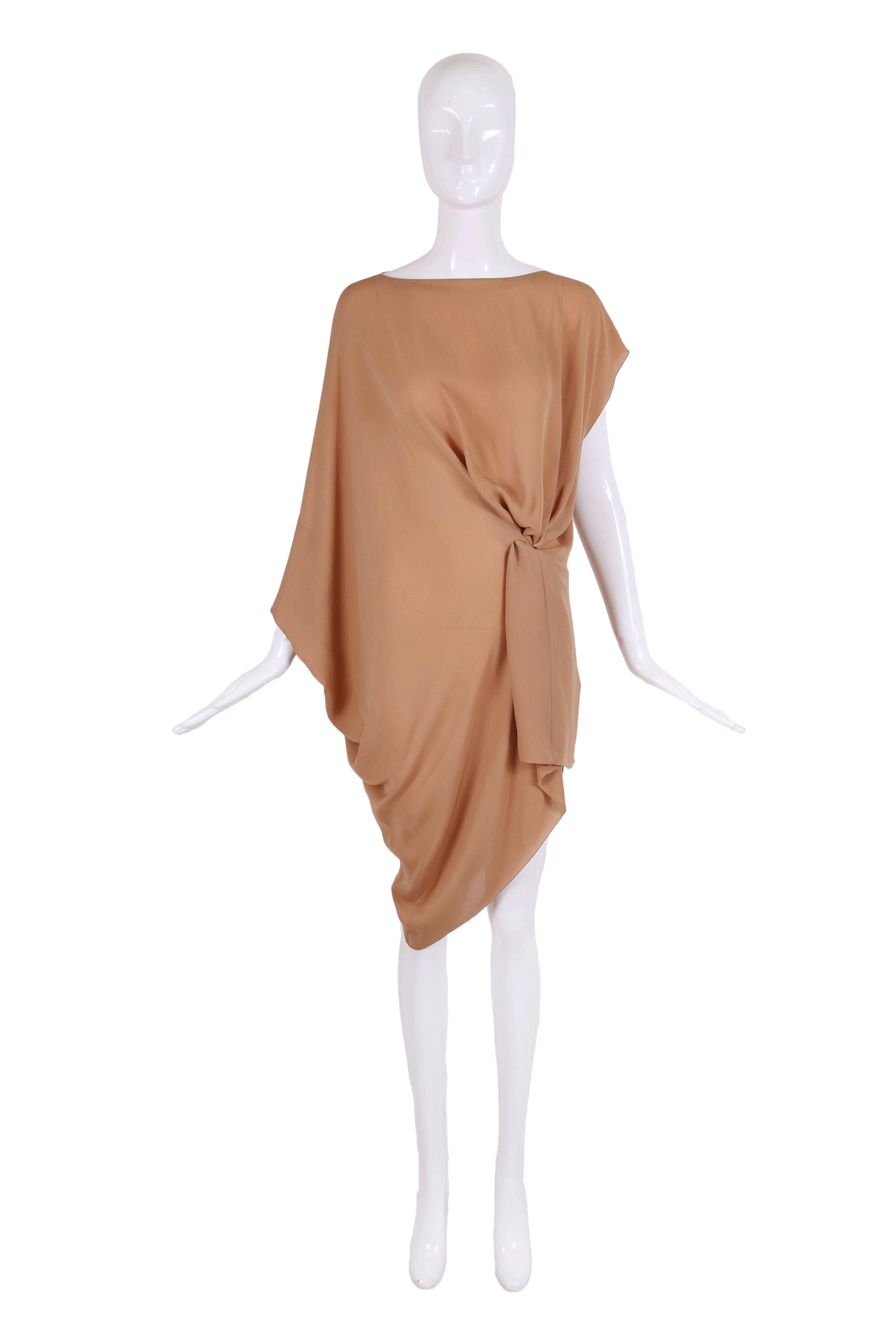 Margiela 100% silk nude-colored single shoulder dress or tunic top. Size 42 - in excellent condition.

MEASUREMENTS:
Waist - 34