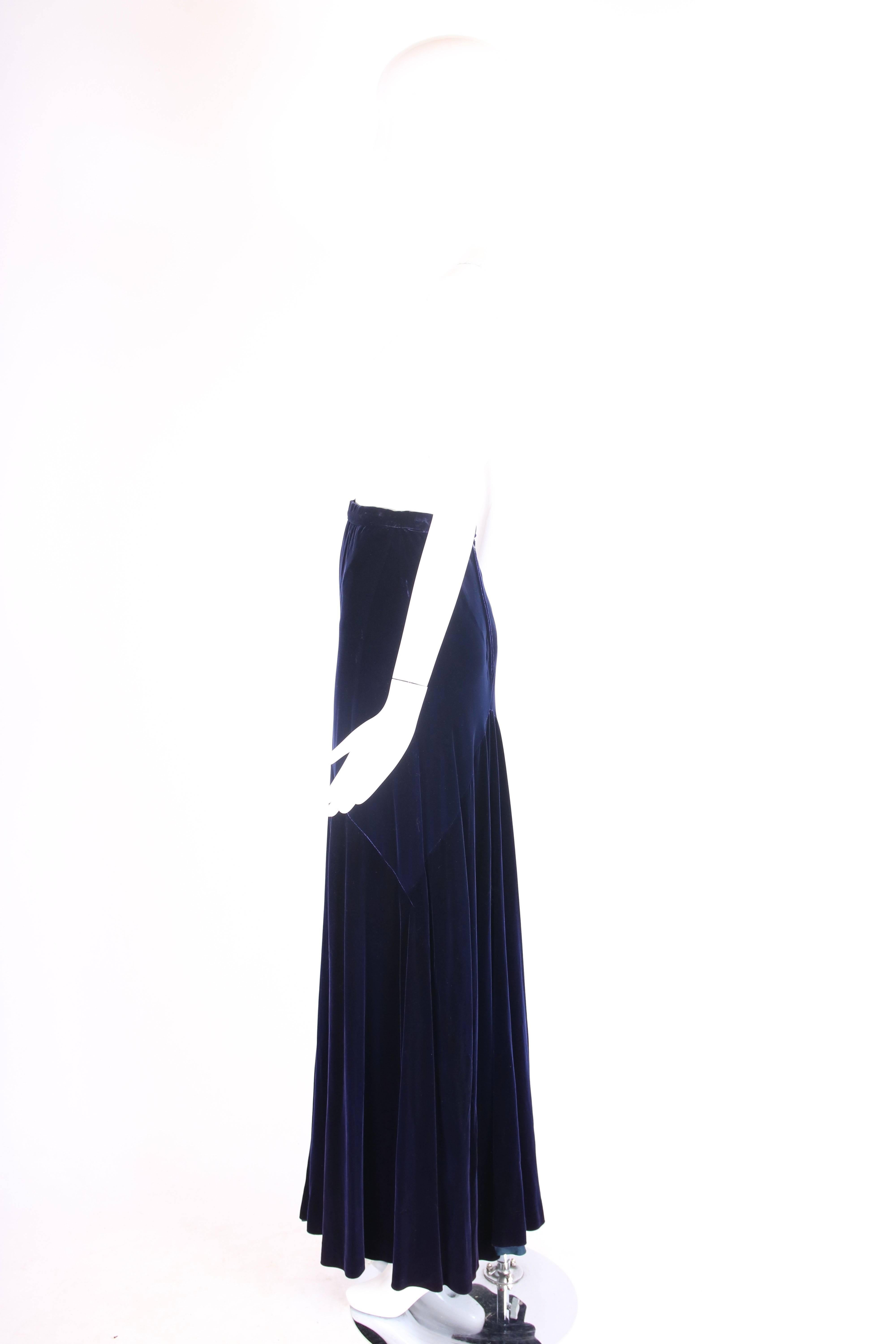 Halston Deadstock Silk Velvet Maxi Skirt, 1970s  In Excellent Condition In Studio City, CA