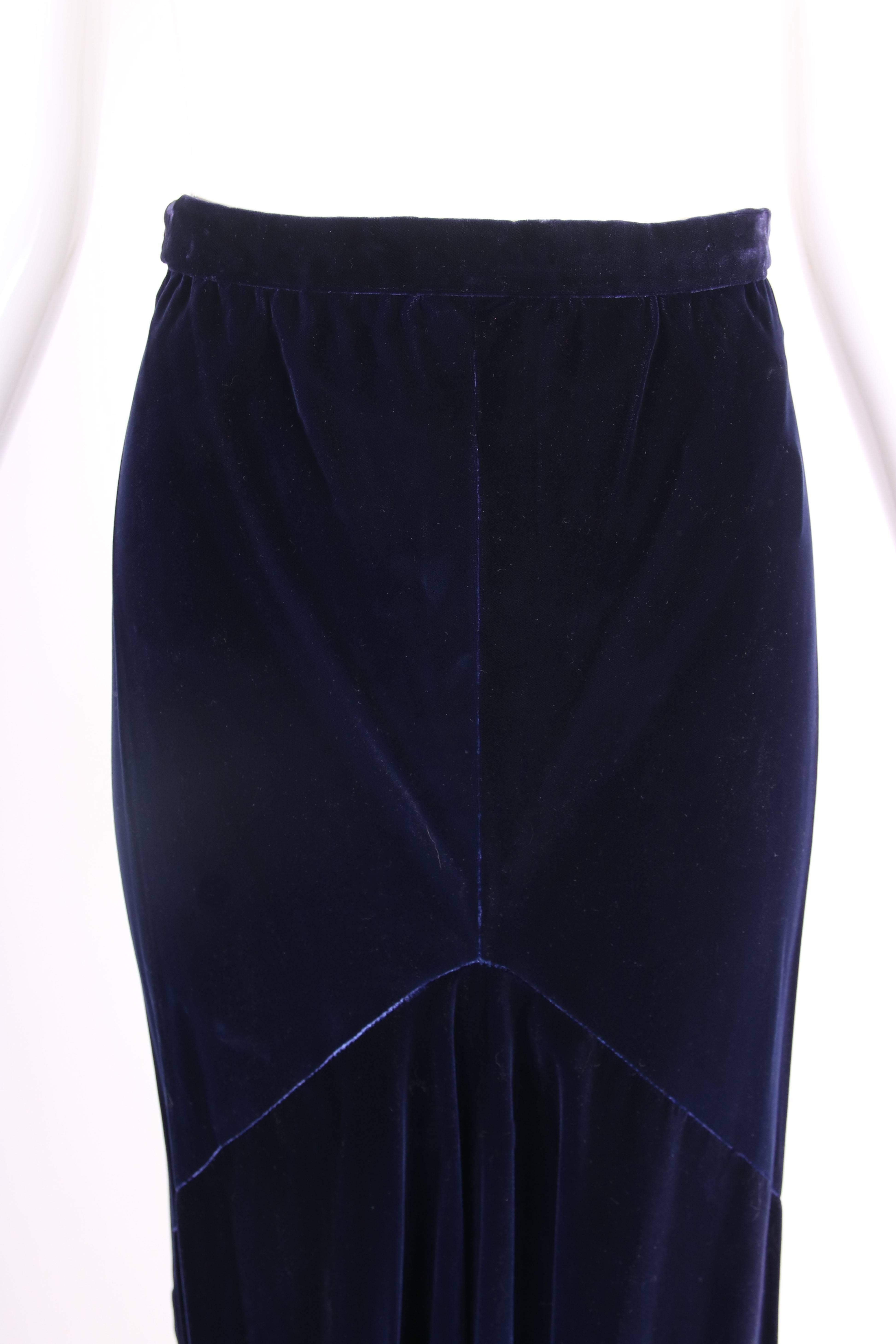 Halston Deadstock Silk Velvet Maxi Skirt, 1970s  1