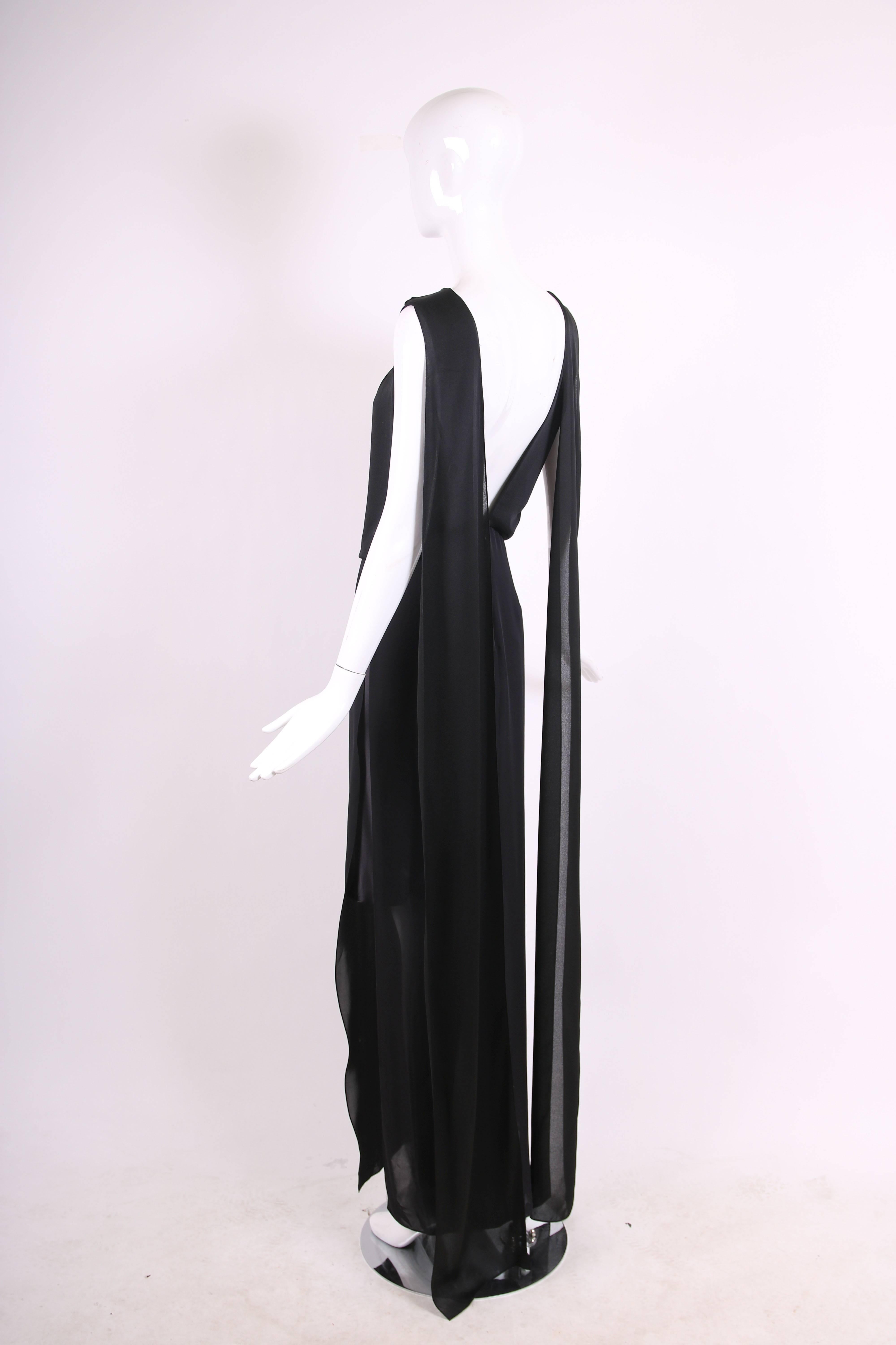 Women's Tom Ford Black Silk Sheath Gown with Deep V-Back and  Scarf Attachments at Back