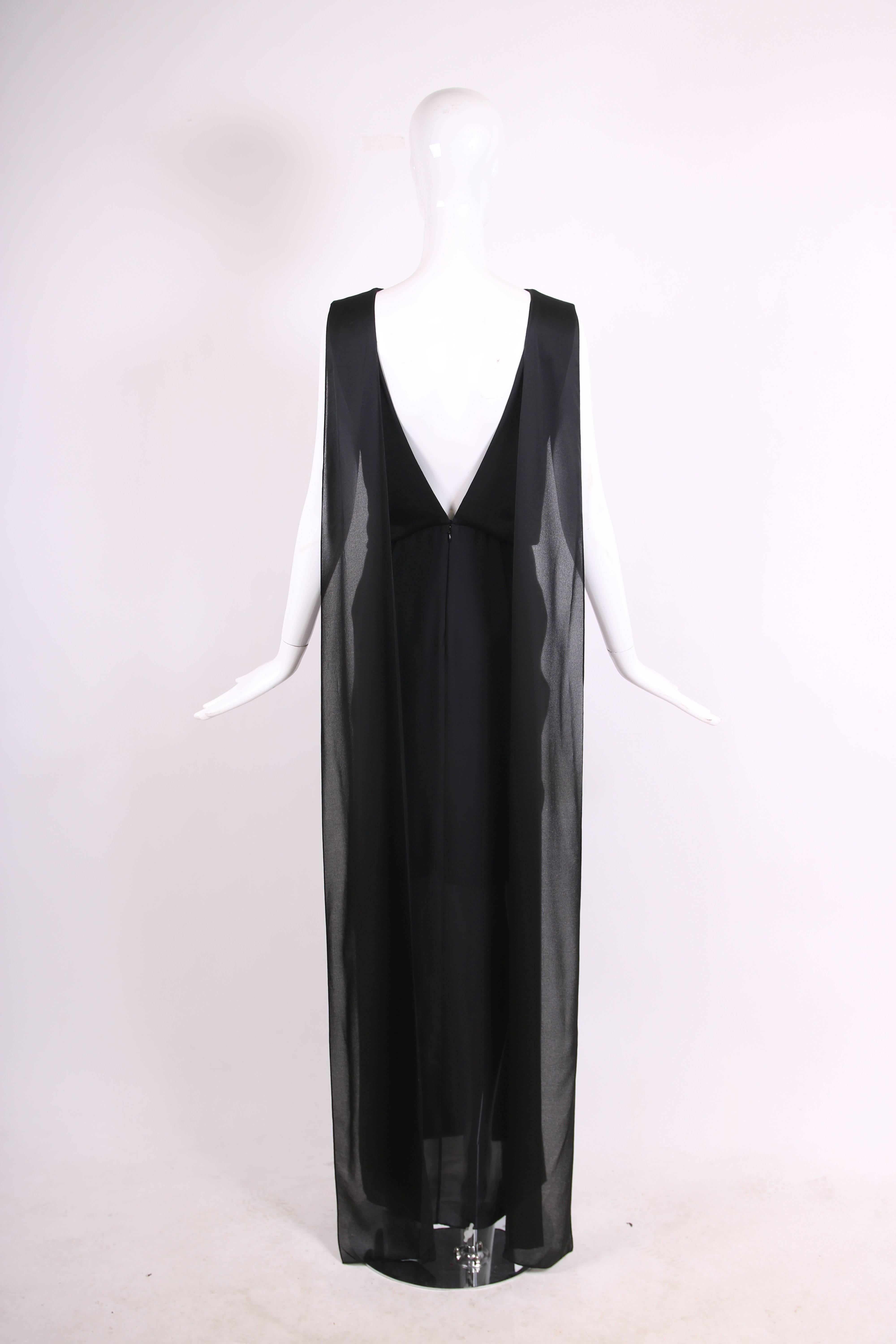 Tom Ford Black Silk Sheath Gown with Deep V-Back and  Scarf Attachments at Back 1