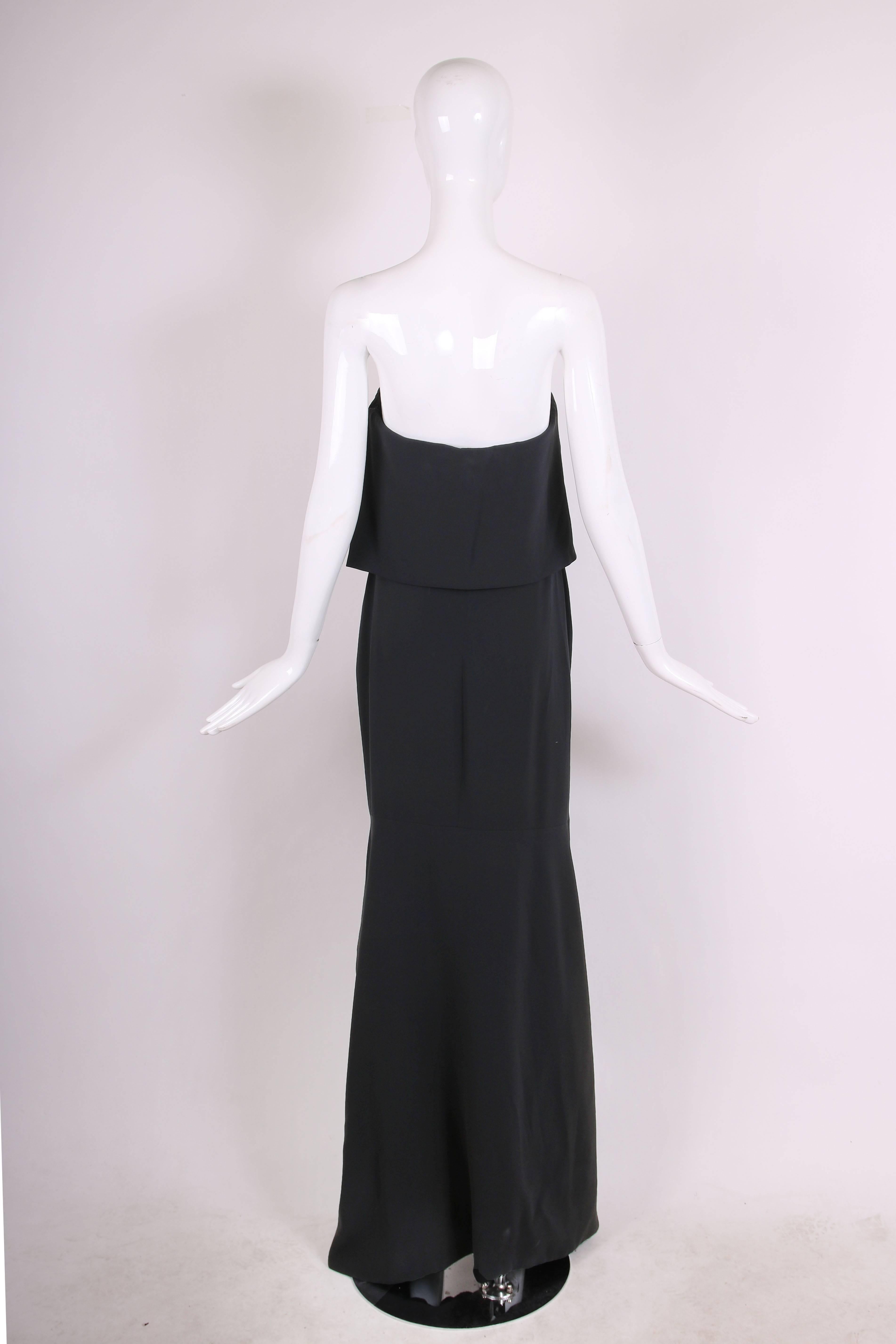 Tom Ford Black Strapless Gown with Ruffled Frontal Slit and Matching Bolero Top 1