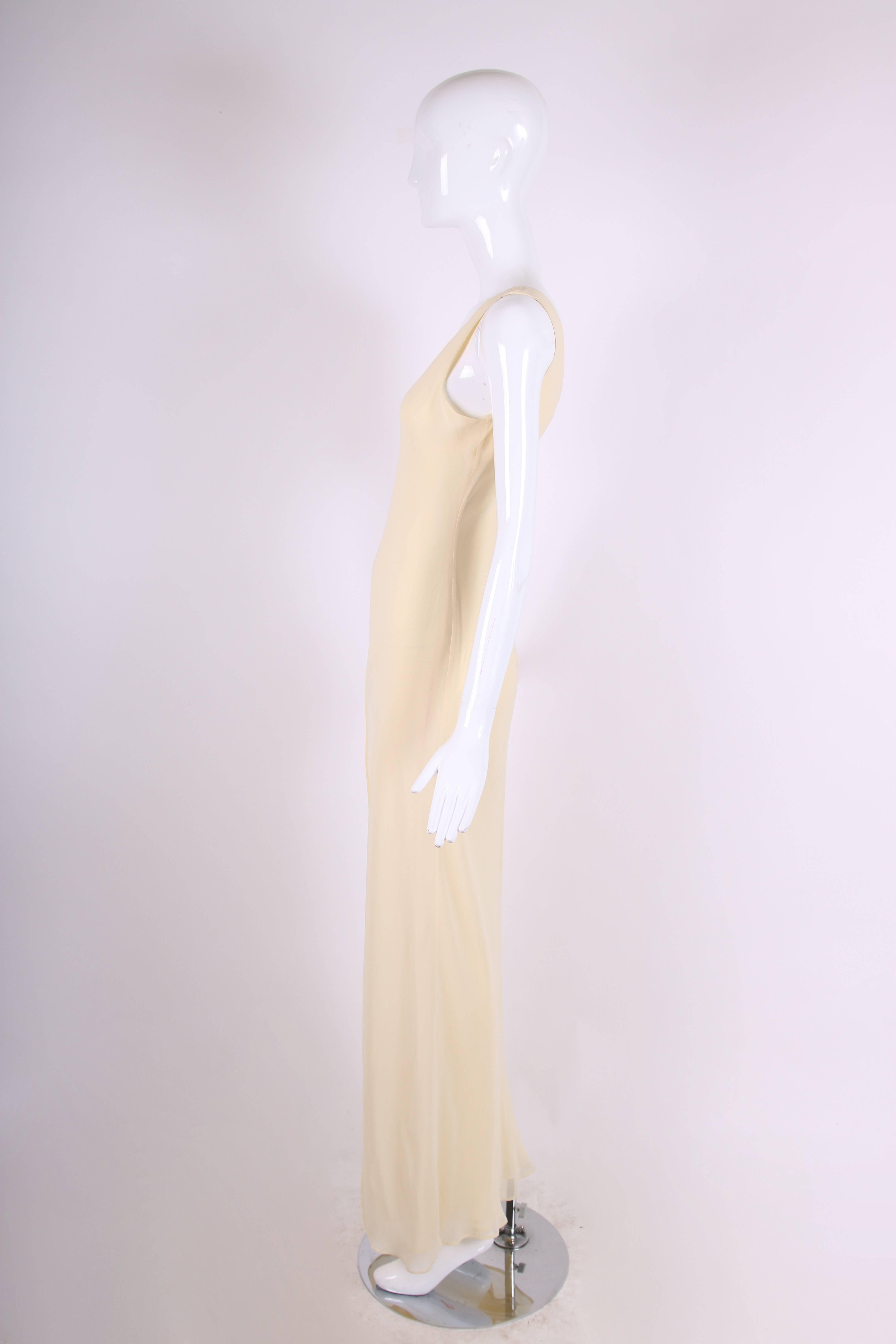 Alberta Ferretti Multi Layered Cream-Colored Bias Cut Sleeveless Gown  In Excellent Condition In Studio City, CA