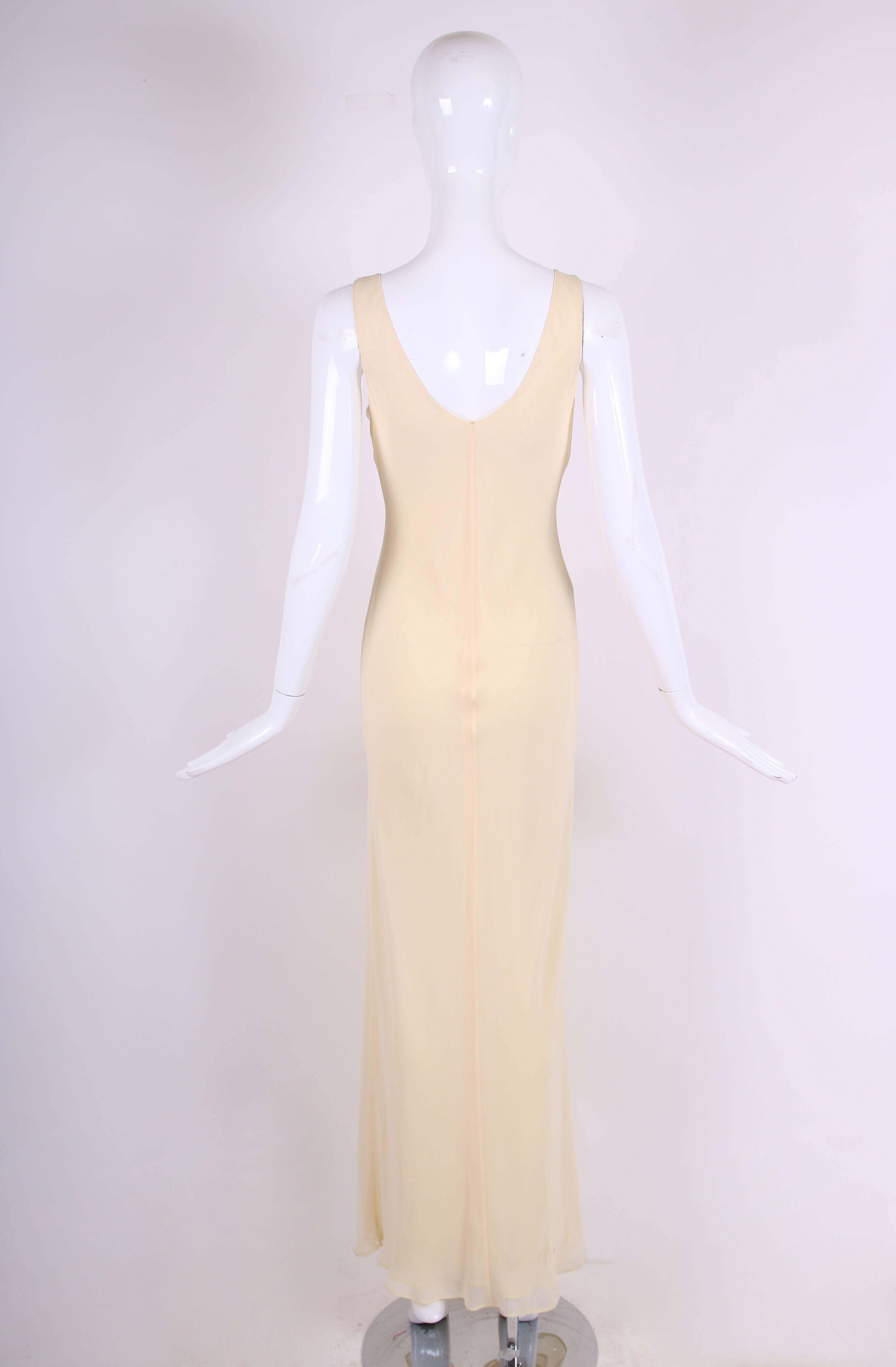Women's Alberta Ferretti Multi Layered Cream-Colored Bias Cut Sleeveless Gown 