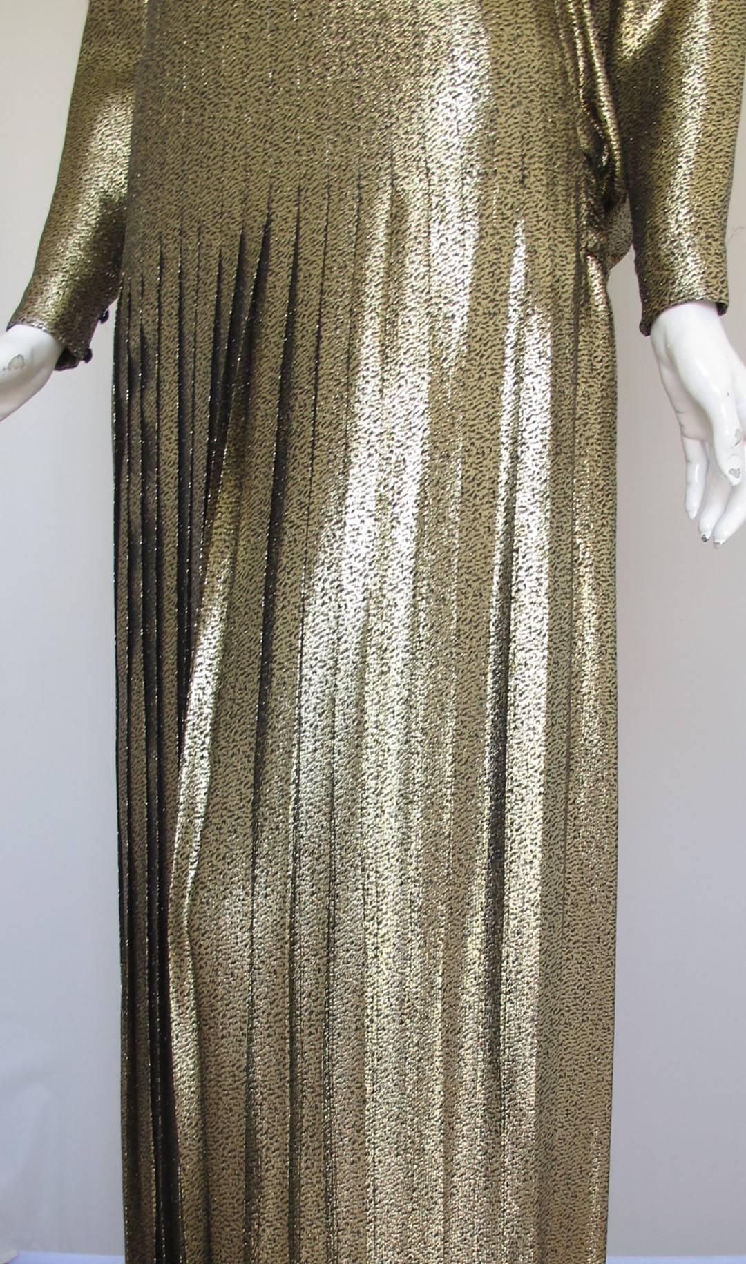 Vintage Valentino Gold Lame Evening Gown Dress w/Oversized Bow Detail 1