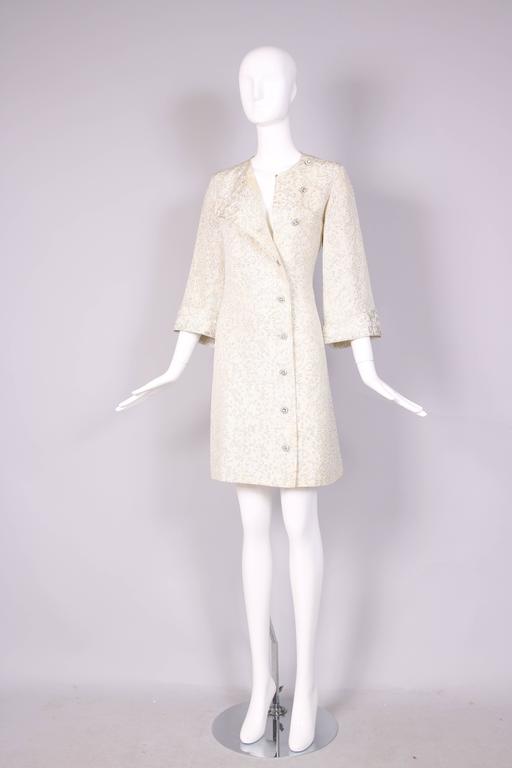 Fall 1991 Yves Saint Laurent Documented Gold Brocade Shift Dress