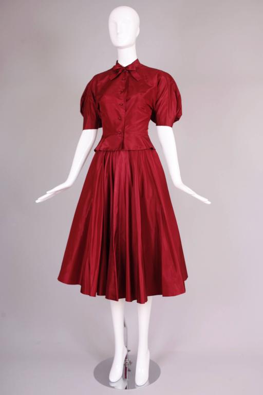 1981 Rare Madame Gres Haute Couture Silk Taffeta Skirt and Blouse ...