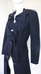 Vivienne Westwood Navy Blue Wool Fitted Slashed Coat