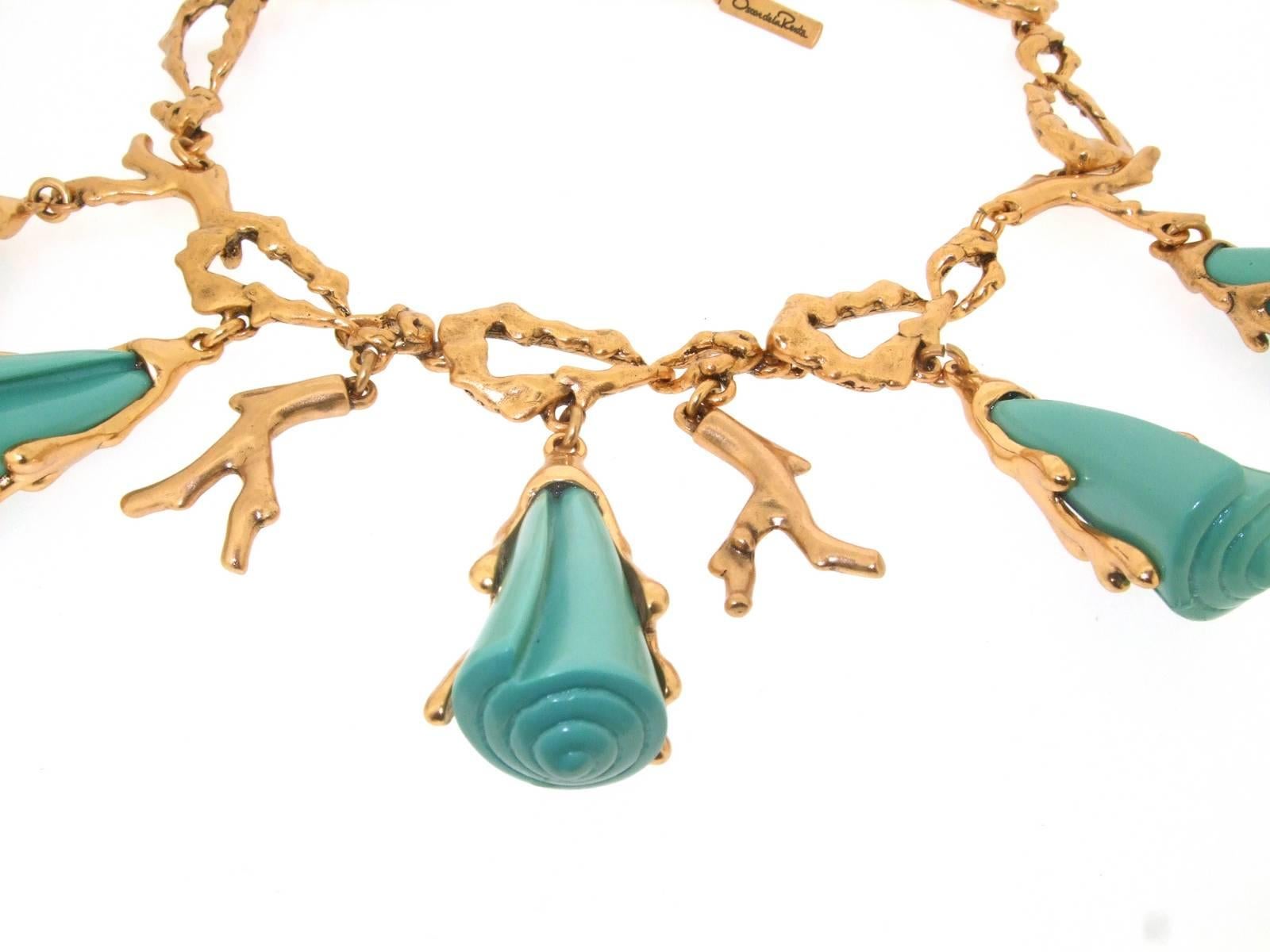 Modern Oscar De La Renta Turquoise Sea Coral Necklace For Sale