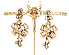 Oscar De La Renta Chandelier Crystal Gold Earrings