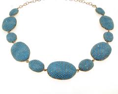 Turquoise Crystal Rococo Pebble Necklace by JCM London