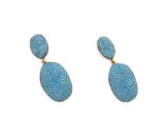 Turquoise Blue Crystal Rococo Pebble Earrings by JCM