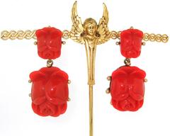 Oscar De La Renta Red Roses Chandelier Earrings